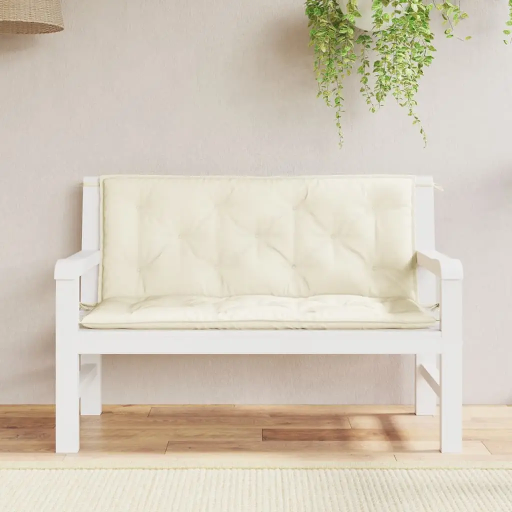 Coussins de Banc Extérieur (x2) Tissu Oxford Déperlant pour Terrasse Blanc Crème 120x50x7 cm – ComfortXL Outdoor Living