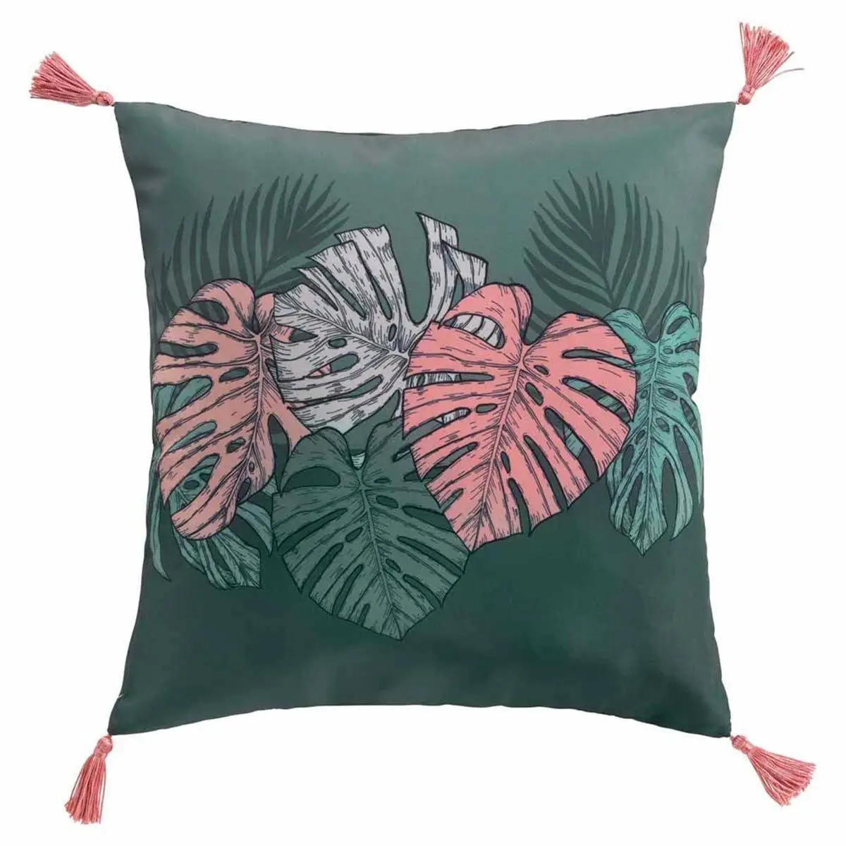 Coussin à Pompons «Jardin Intérieur» 40x40cm Vert