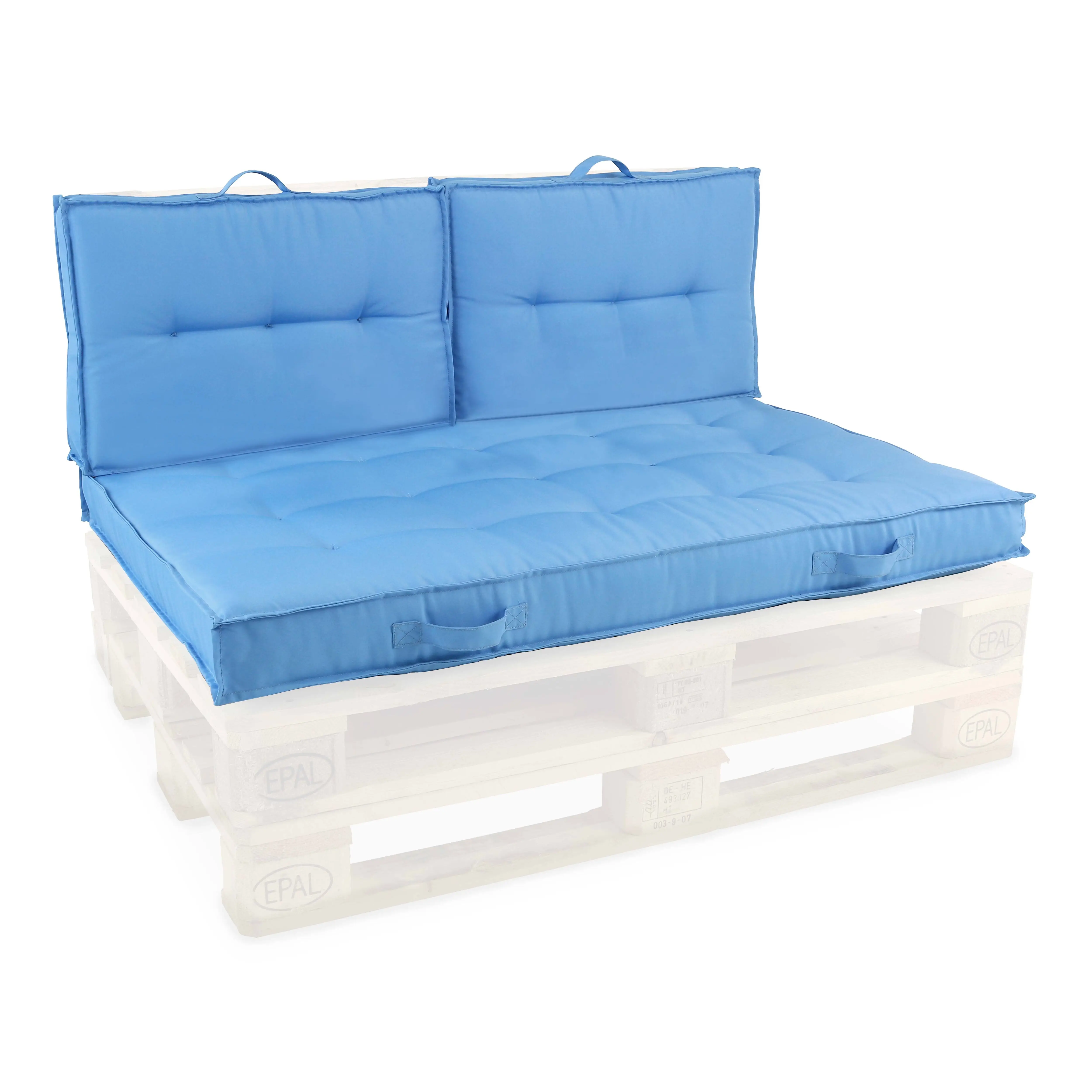 Coussins pour palette matelassés bleu Cuzco – Oviala