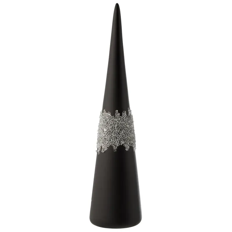 Cône avec ligne de diamant en verre noir H42cm – J-Line