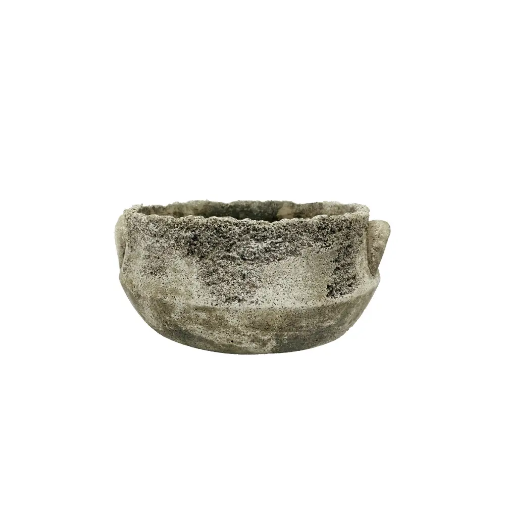 ~ Coupe ronde «Antique» en béton gris vieilli Ø25.5 x 12 cm Chemin de campagne