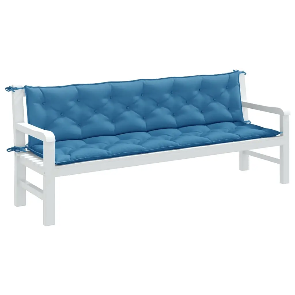 Coussins de banc extérieur lot de 2 tissu polyester rembourré pour jardin et terrasse Bleu 200×50 cm – ComfortXL Outdoor Living