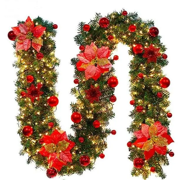 Couronne de Noël, couronne de Noël avec lumières, couronne de Noël extérieure, couronne de Noël de 2,7 m, couronne de sapin pour la maison, le jardin
