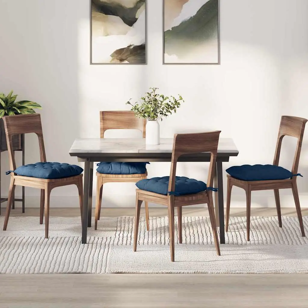 Coussins d’Assise Tissu Doux Modernes Lot de 2 Housses Amovibles pour Intérieur Bleu 40x40x6 cm – ComfortXL Outdoor Living