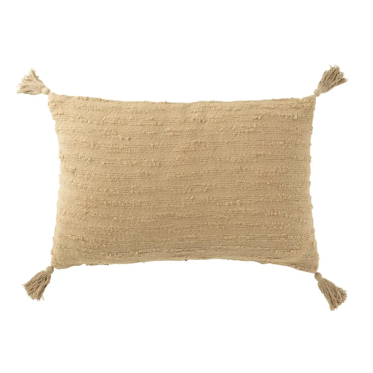 Coussin Déco à Pompons «Marea» 40x60cm Beige Foncé