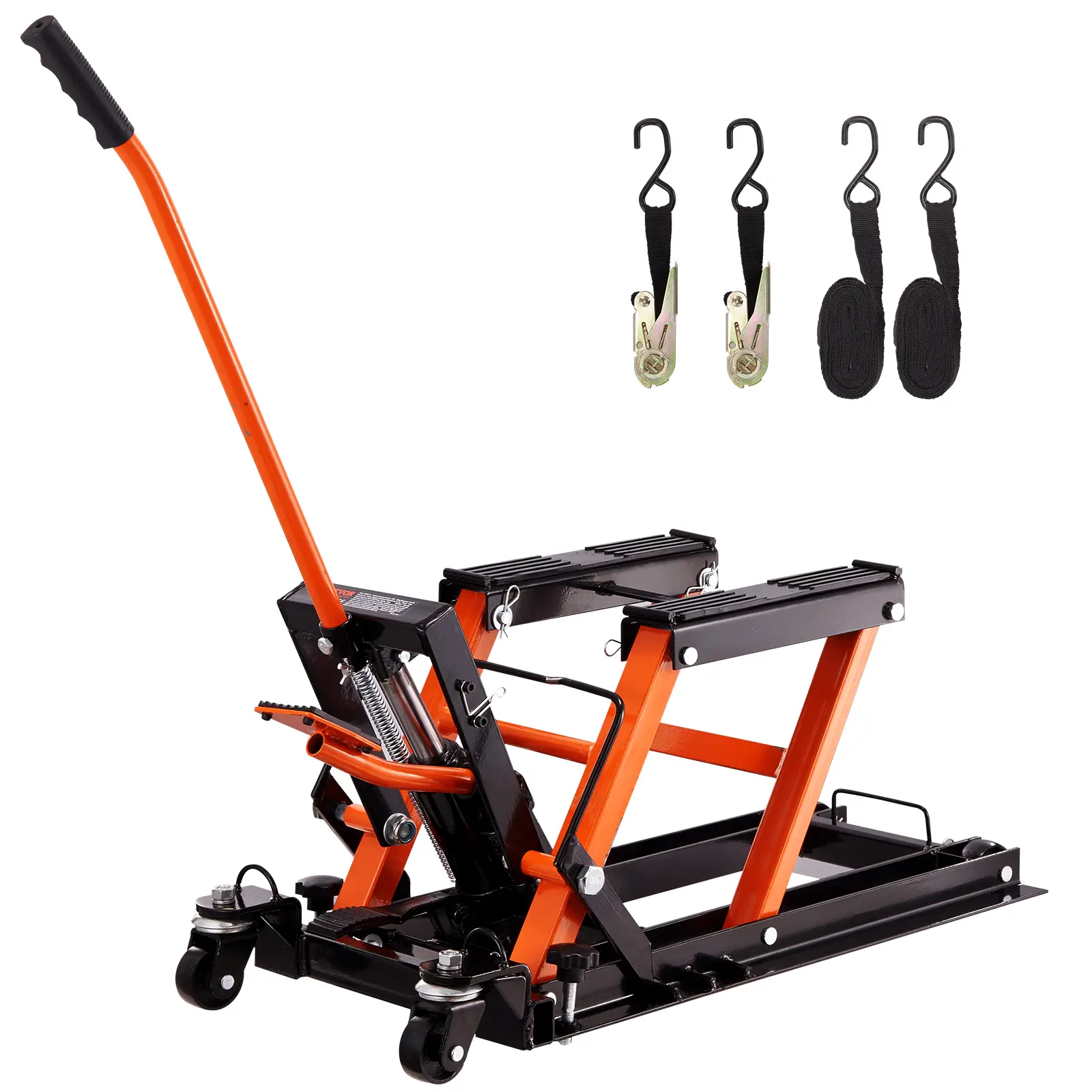VEVOR Cric moto 700 kg, ht. levage 12-38,5 cm, plate-forme antidérapante, roulettes, pour quad/entretien.