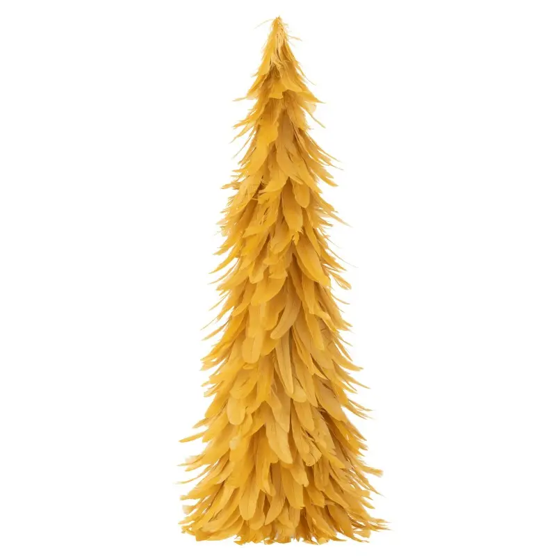 Cône de Noël en Plumes jaune 18x18x60 cm – J-Line
