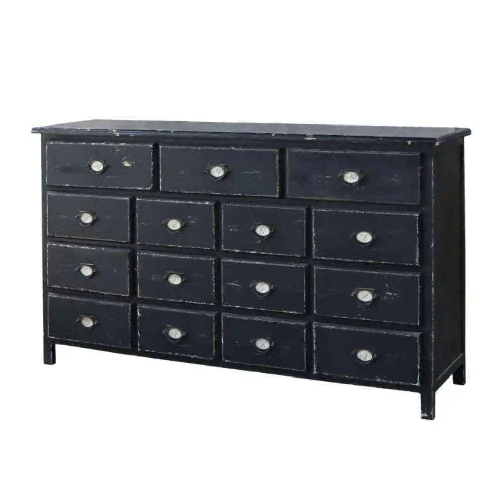 Comptoir d’épicerie en bois de sapin noir 152 x 47 x 89 cm Chemin de campagne
