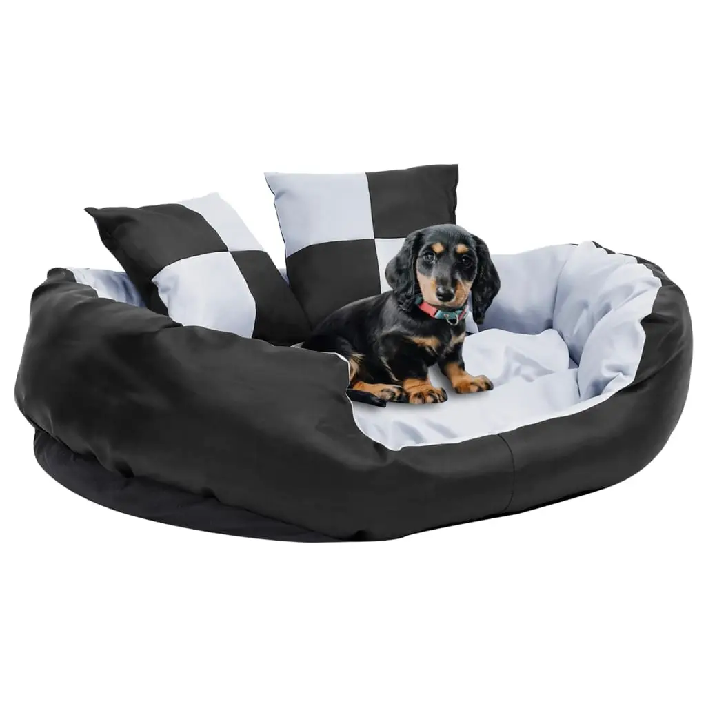 Coussin réversible lavable pour chien Gris et noir 85x70x20 cm vidaXL 171208