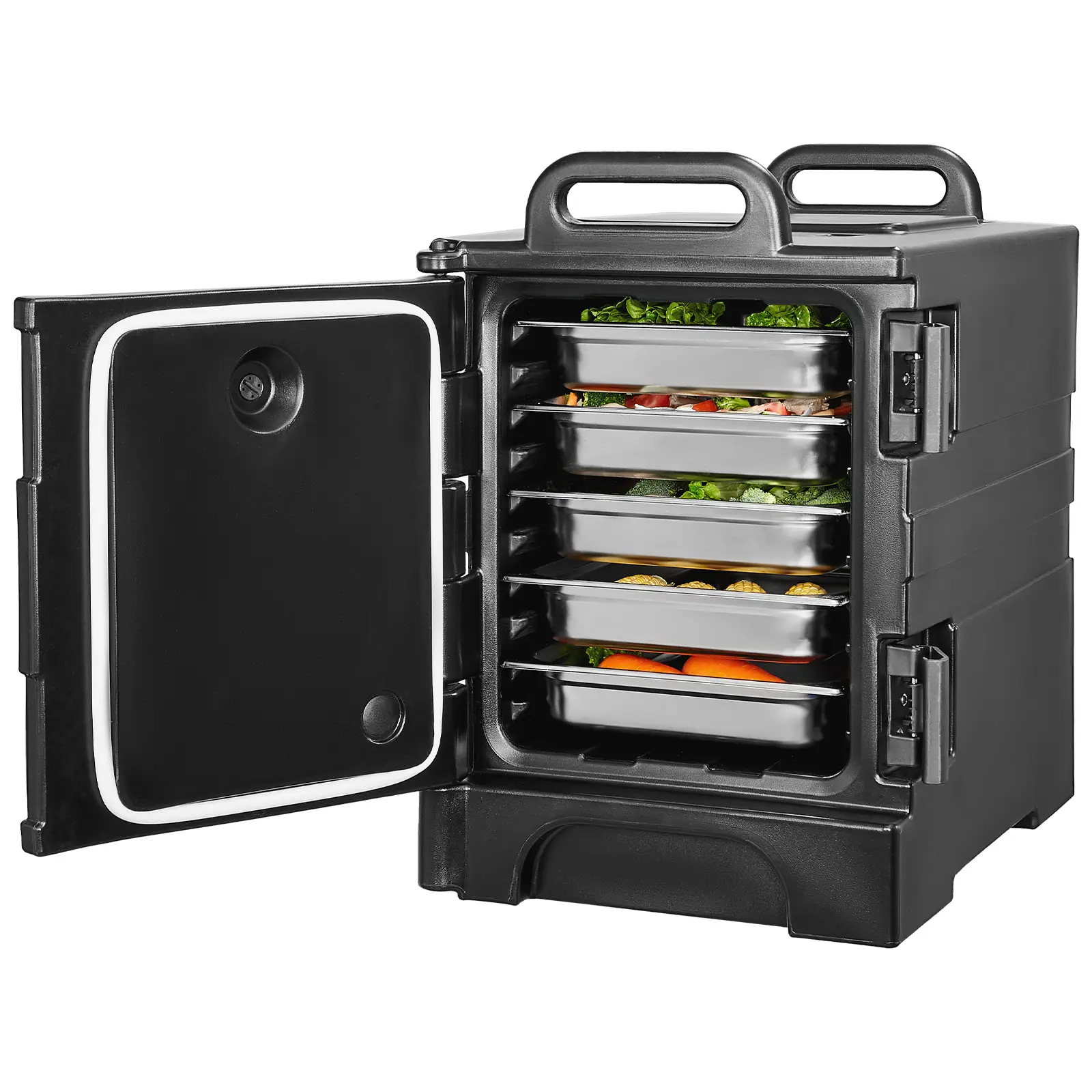 VEVOR Conteneur isotherme bac gastronorme 75 L, empilable, double boucle. Noir.