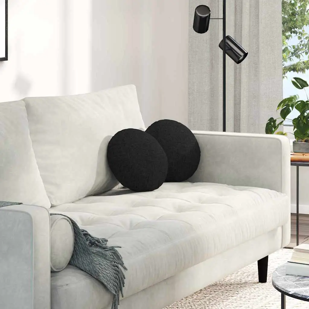 Coussins d’Assise Ronds en Tissu Lot de 2 Déhoussables pour Salon et Salle à Manger Noir Ø30 cm – ComfortXL Outdoor Living
