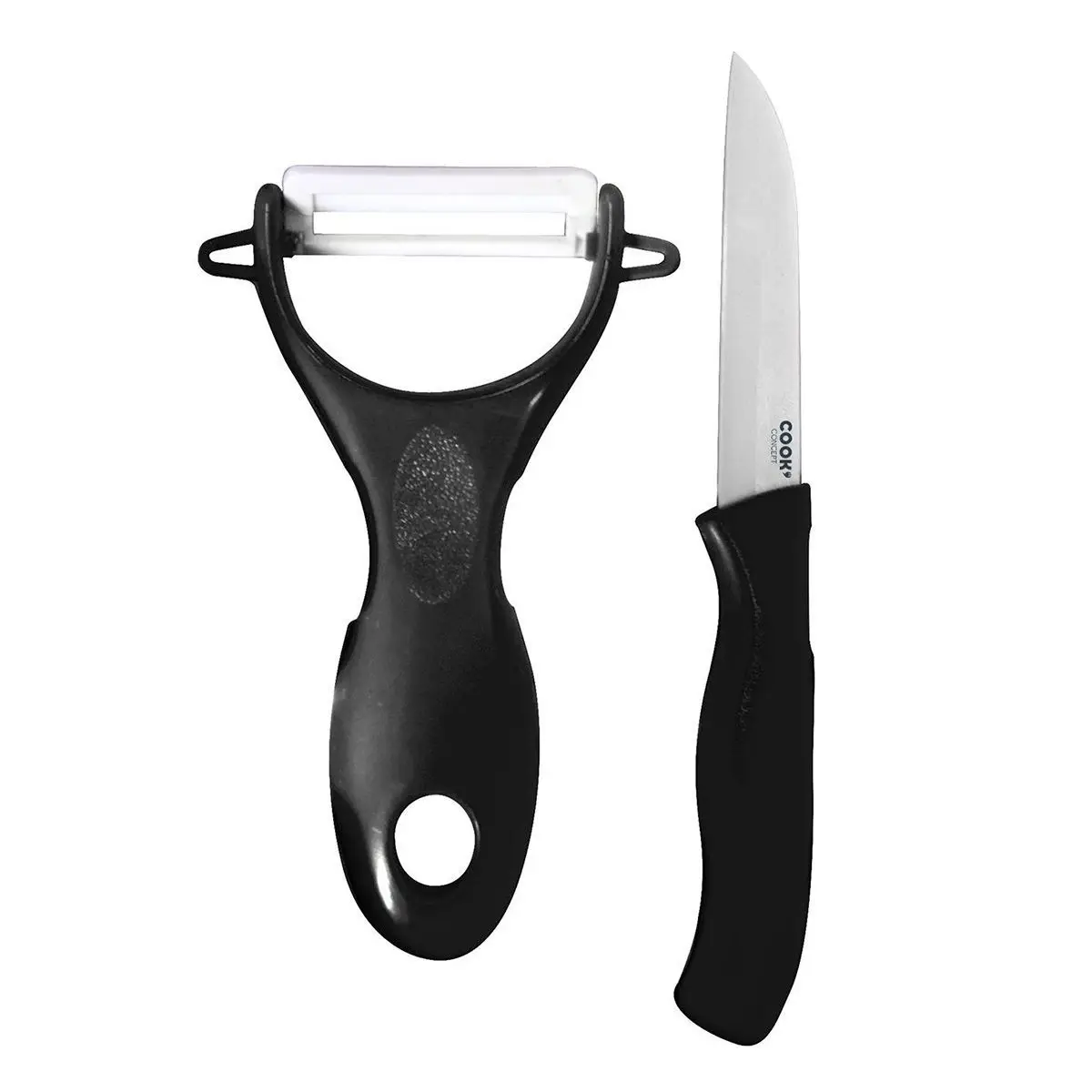 Couteau & Éplucheur «Céramique» 16cm Noir