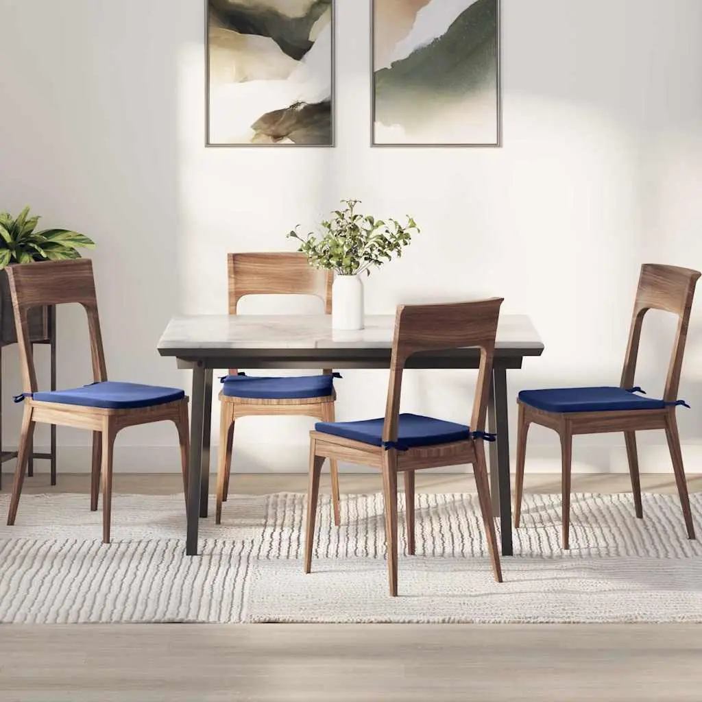 Coussins d’Assise Velours Doux Lot de 4 Déhoussables pour Chaise Bleu Police 40x40x3 cm – ComfortXL Outdoor Living