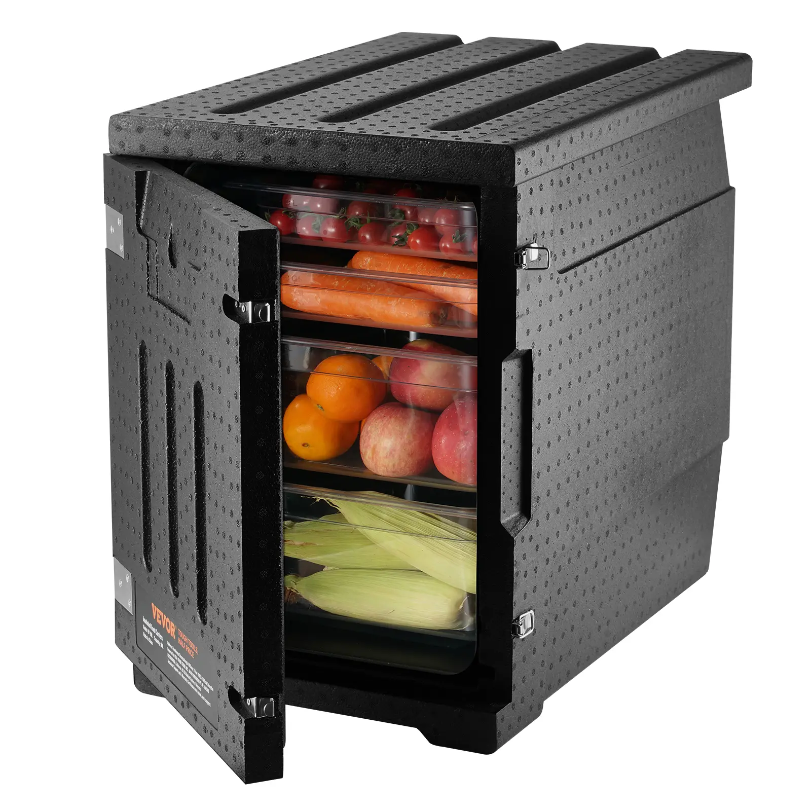 VEVOR Conteneur isotherme 90 L, LLDPE, chargement frontal, 640x435x600 mm.