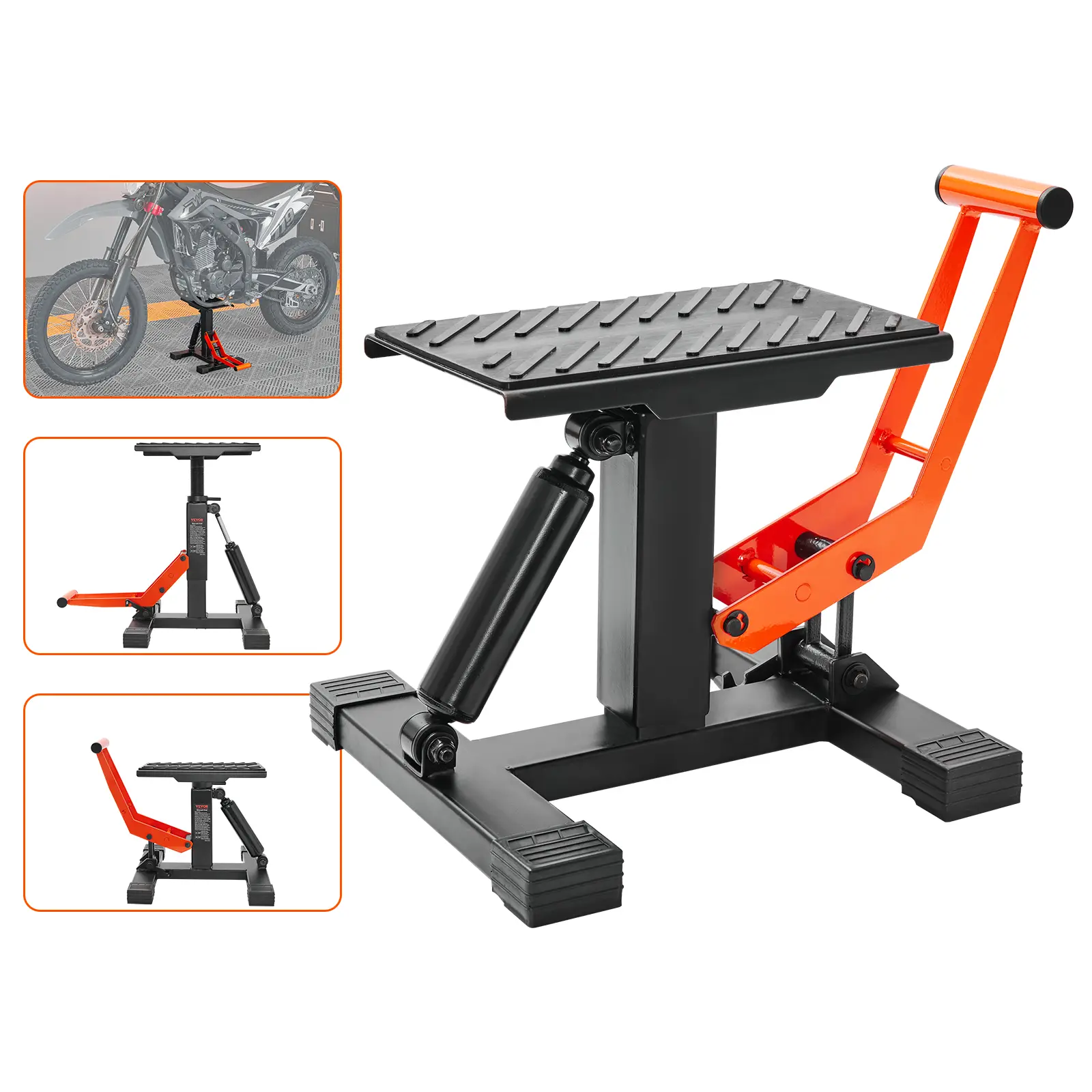 VEVOR Cric moto 200kg, hauteur levage 25.5-46cm, table hydraulique avec selles antidérapantes, pour entretien/réparation quad.