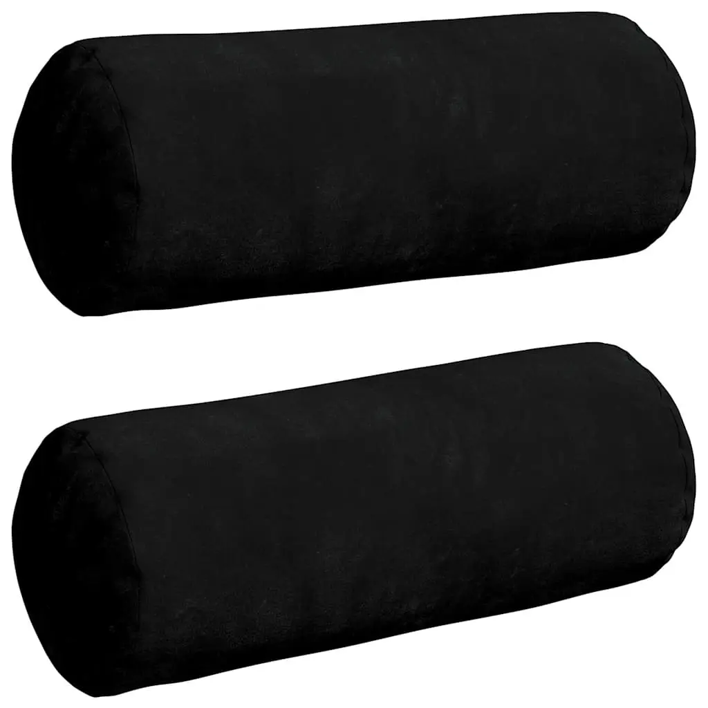 Coussins d’accent 2 pcs Noir Ø 15 x 40 cm Tissu en microfibre Maison Chic