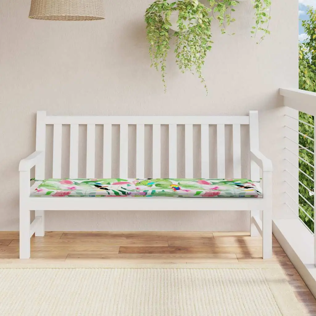 Coussin de Banc d’Extérieur Tissu Oxford Déperlant avec Attaches Motif Floral Multicolore 150x50cm – ComfortXL Outdoor Living