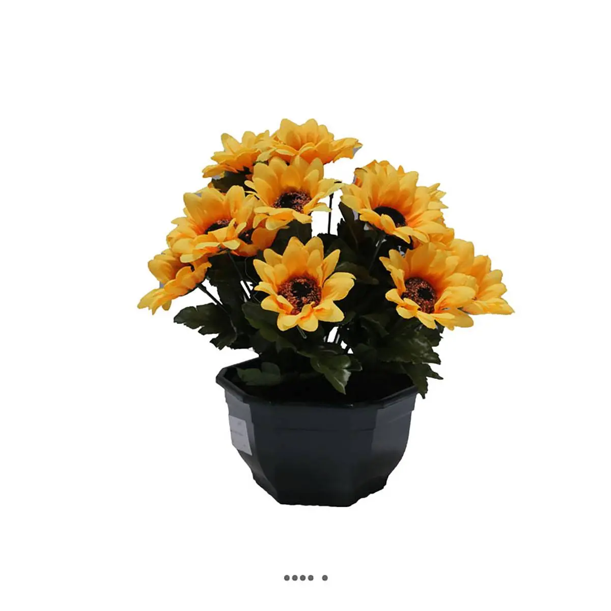 Composition fleurs artificielles cimetière vasque mini tournesols H27 cm D27 cm Jaune – couleur: Jaune