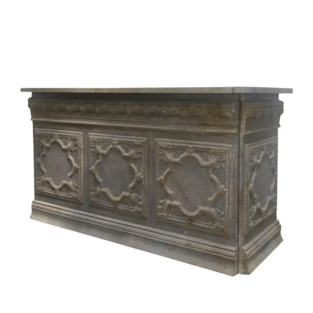 Comptoir vintage avec étagère en fer gris antique 217 x 76 x 118 cm Chemin de campagne