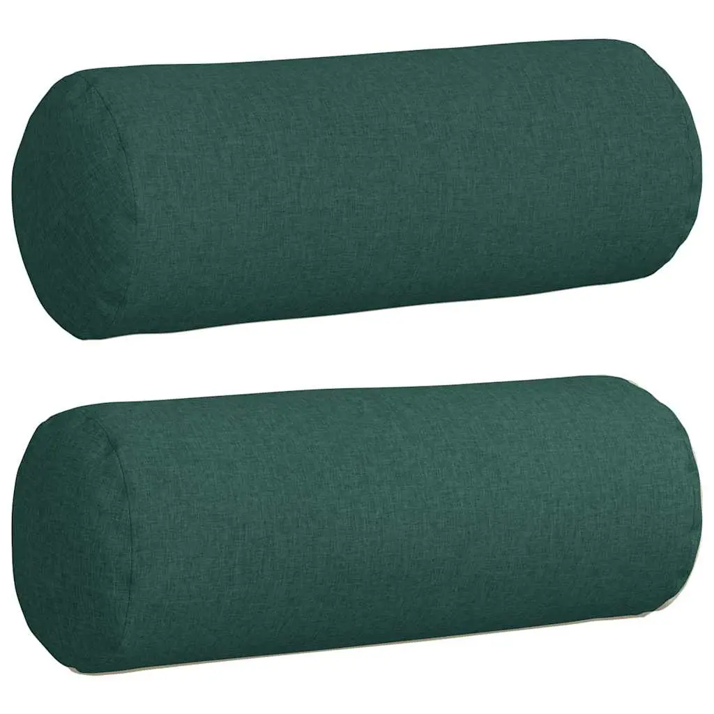 Coussins d’accent 2 pcs Vert foncé Ø 25 x 70 cm tissu Maison Chic