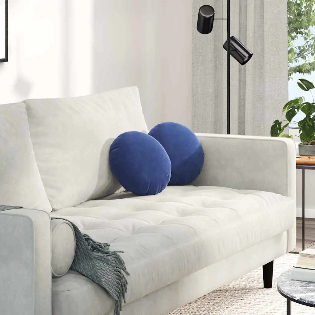 Coussins d’Assise Ronds Velours Lot de 2 Moelleux et Déhoussables pour Salon et Bureau Bleu Police Ø40 cm – ComfortXL Outdoor Living