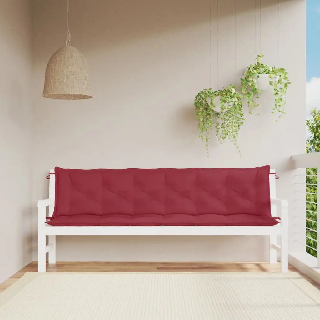 Coussins de Banc Extérieur Tissu Oxford Résistant à l’Eau Lot de 2 Rouge Bordeaux 200x50cm – ComfortXL Outdoor Living