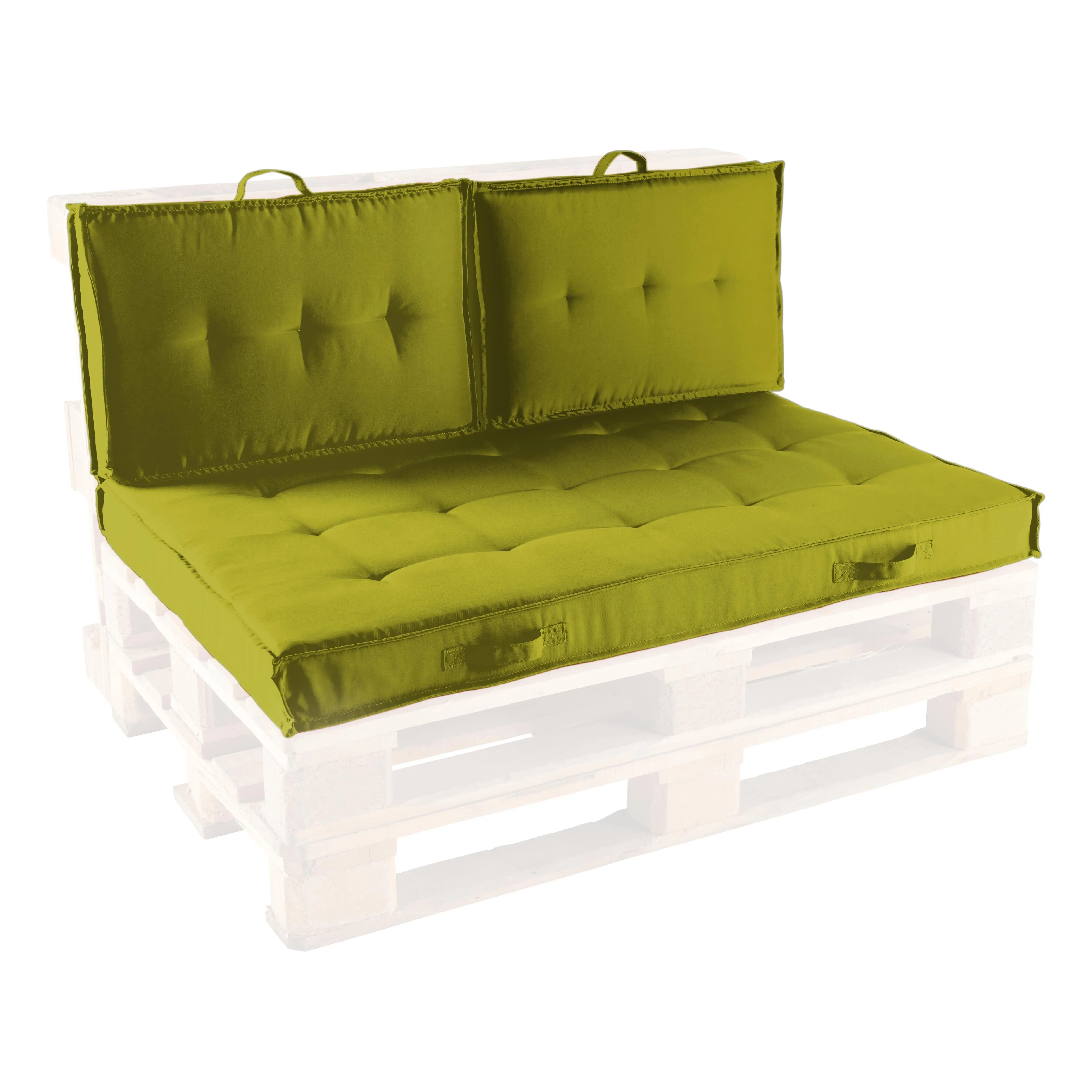 Coussins pour palette matelassés vert Cuzco – Oviala