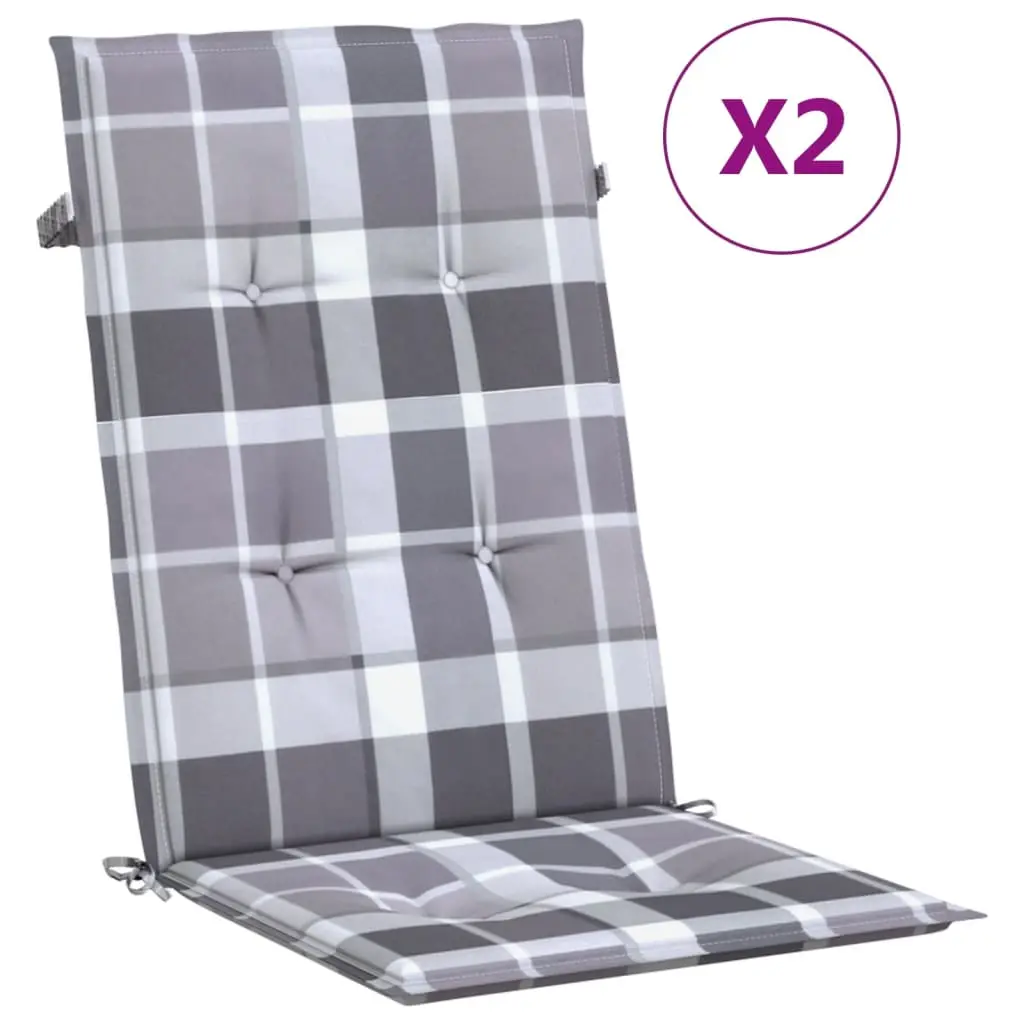 Coussins d’extérieur – Coussins de chaise jardin à dossier haut lot de 2 carreaux gris g665