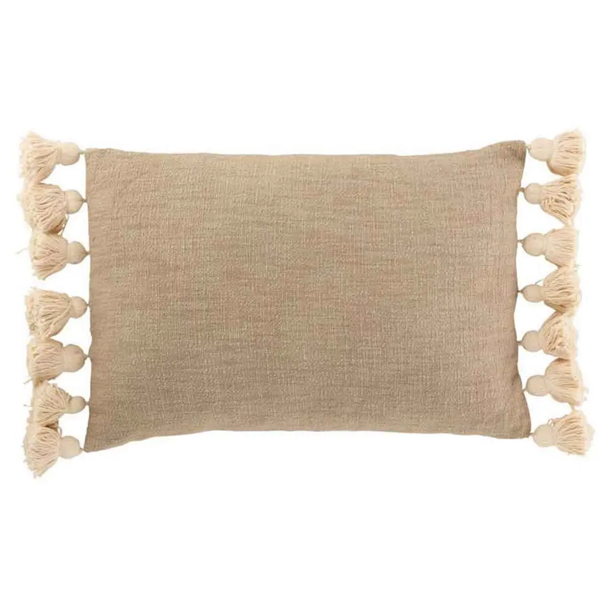 Coussin Déco à Pompons «Lexie» 35x50cm Taupe