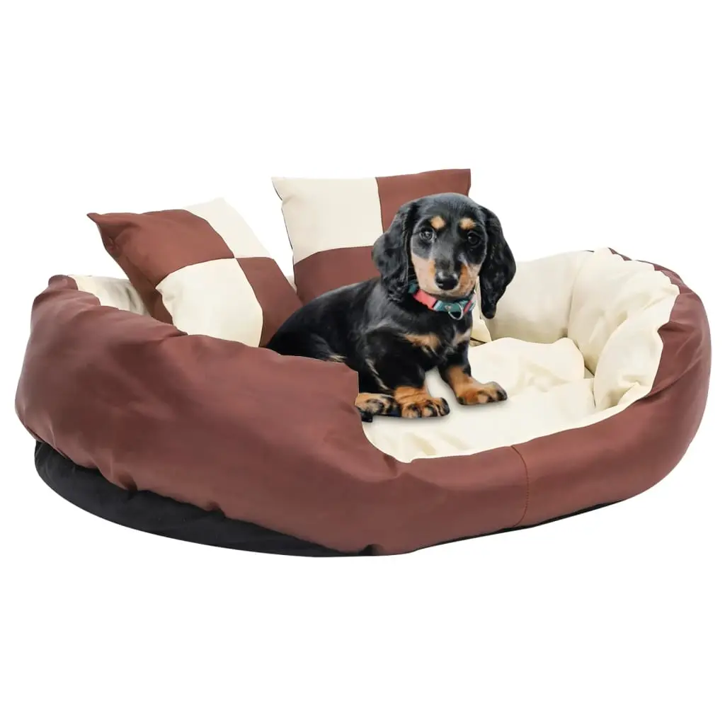 Coussin réversible lavable de chien Marron et crème 85x70x20 cm vidaXL 171212