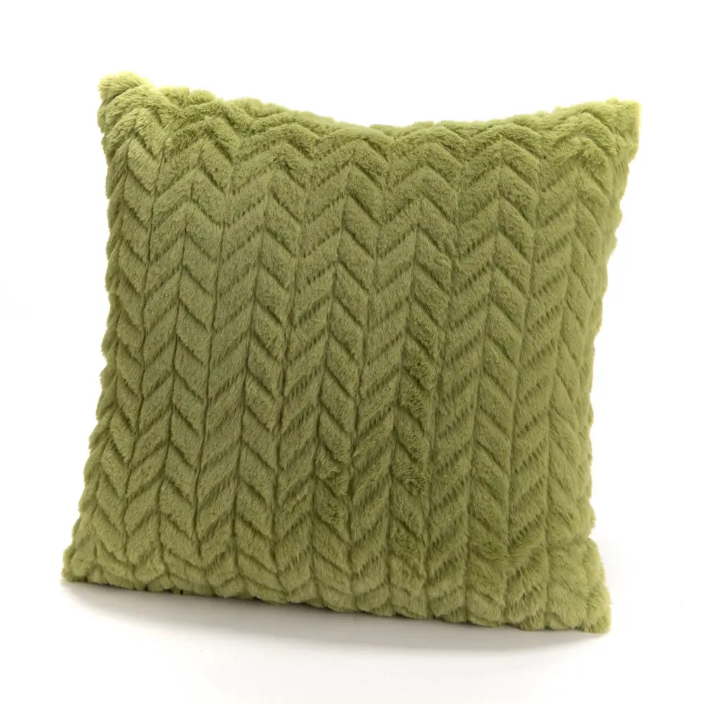 Coussin vert mousse chevron 40×40 cm
