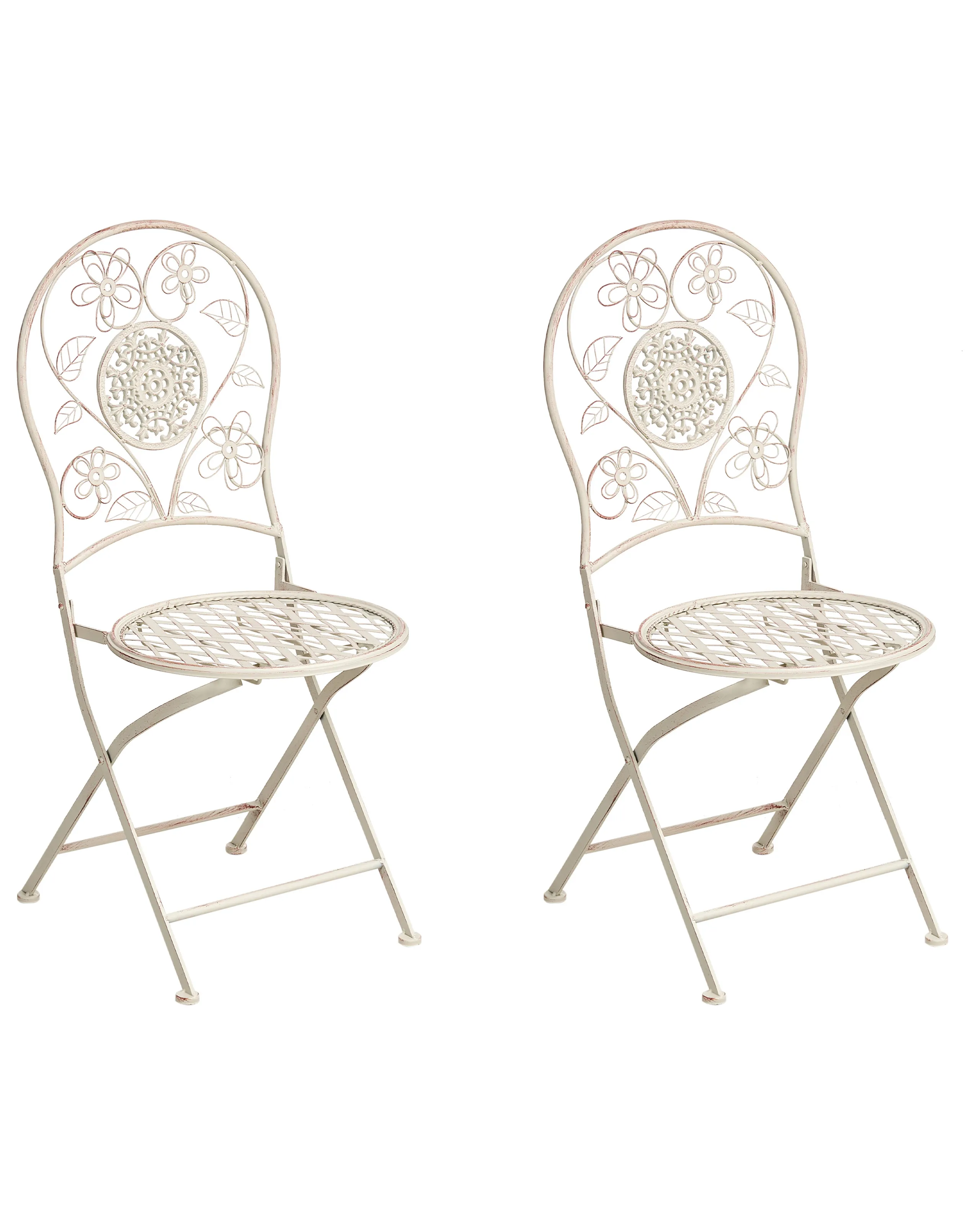 Conjunto de 2 sillas de jardín YAVIZA plegable Metal Beige claro