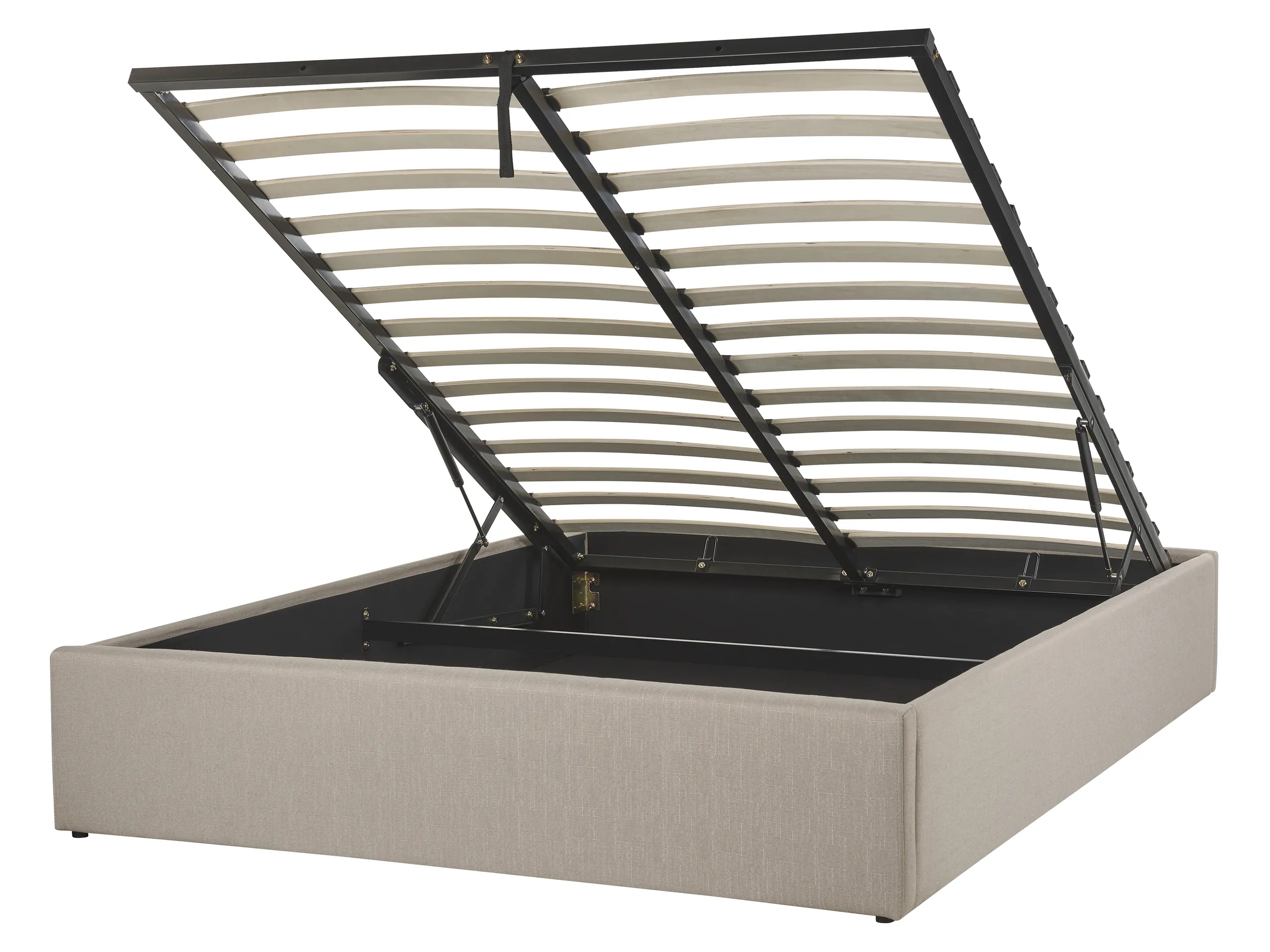 Cama con almacenaje sin cabecero Tela DINAN 140 x 200 cm Marrón claro