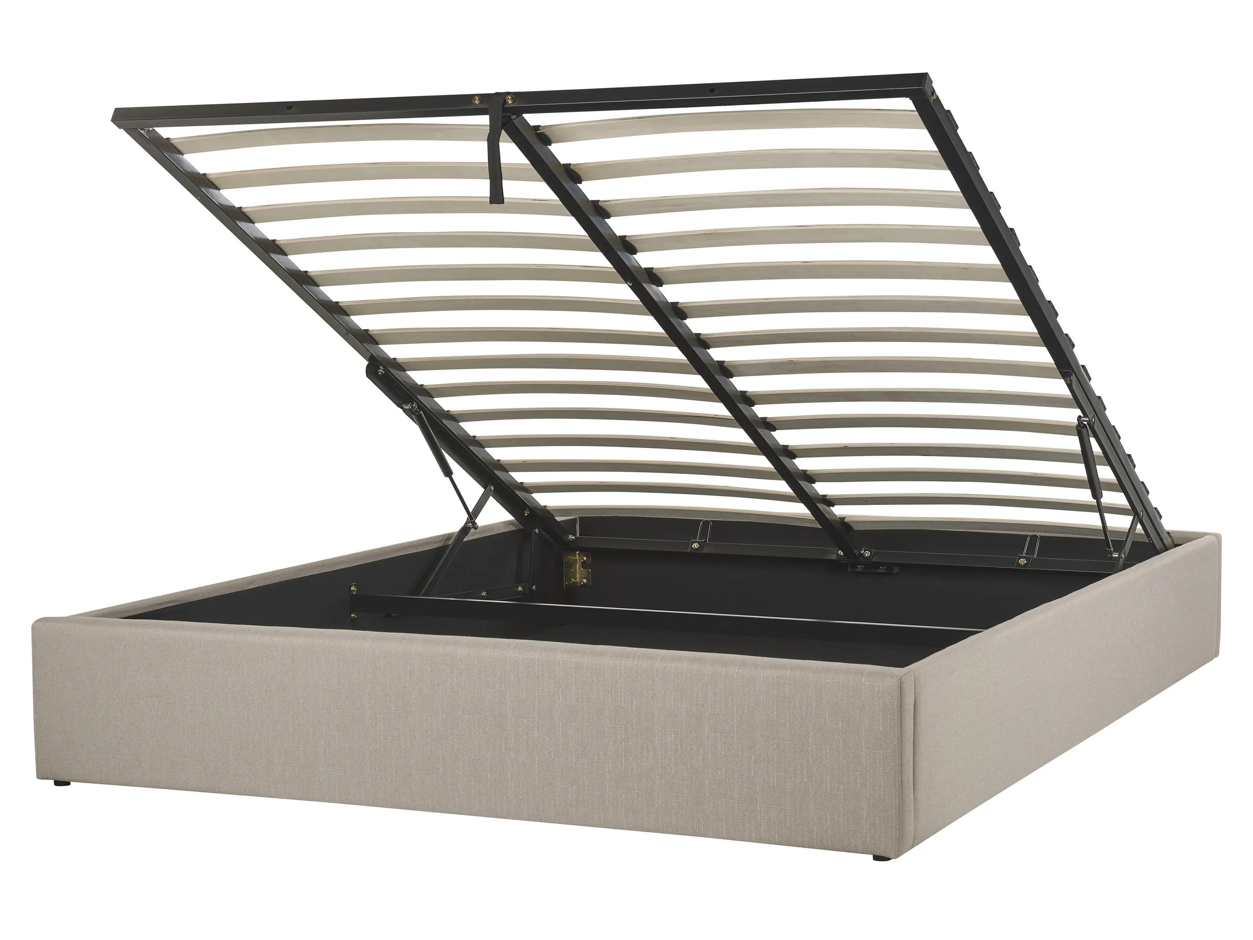 Cama con almacenaje sin cabecero Tela DINAN 160 x 200 cm Marrón claro