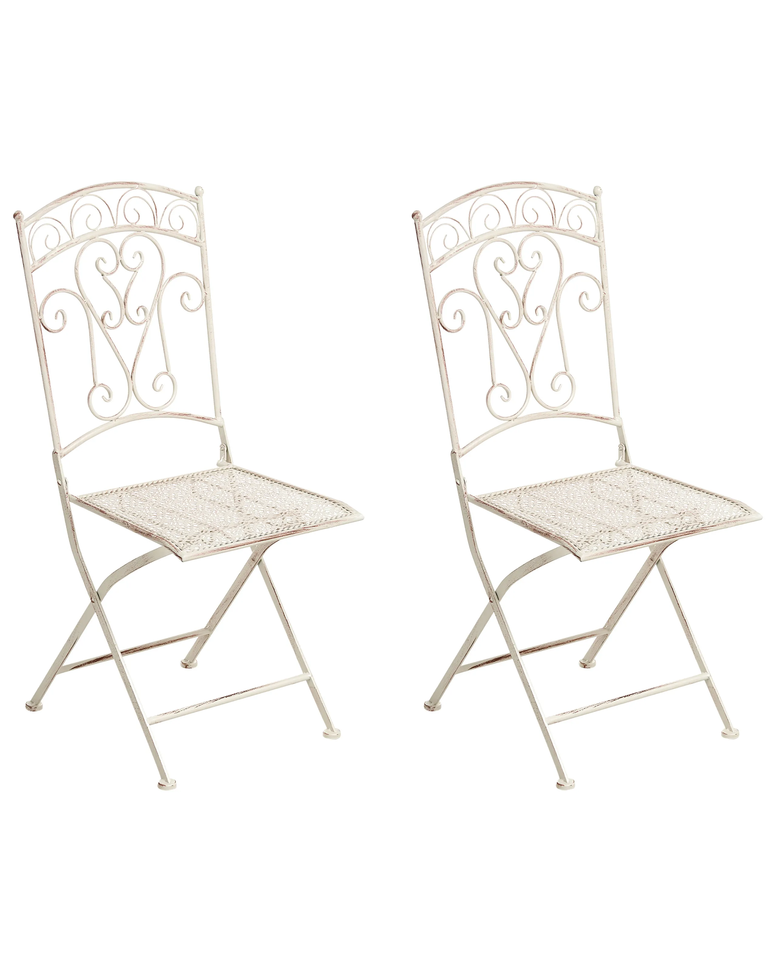 Conjunto de 2 sillas de jardín JUINA plegable Metal Beige claro