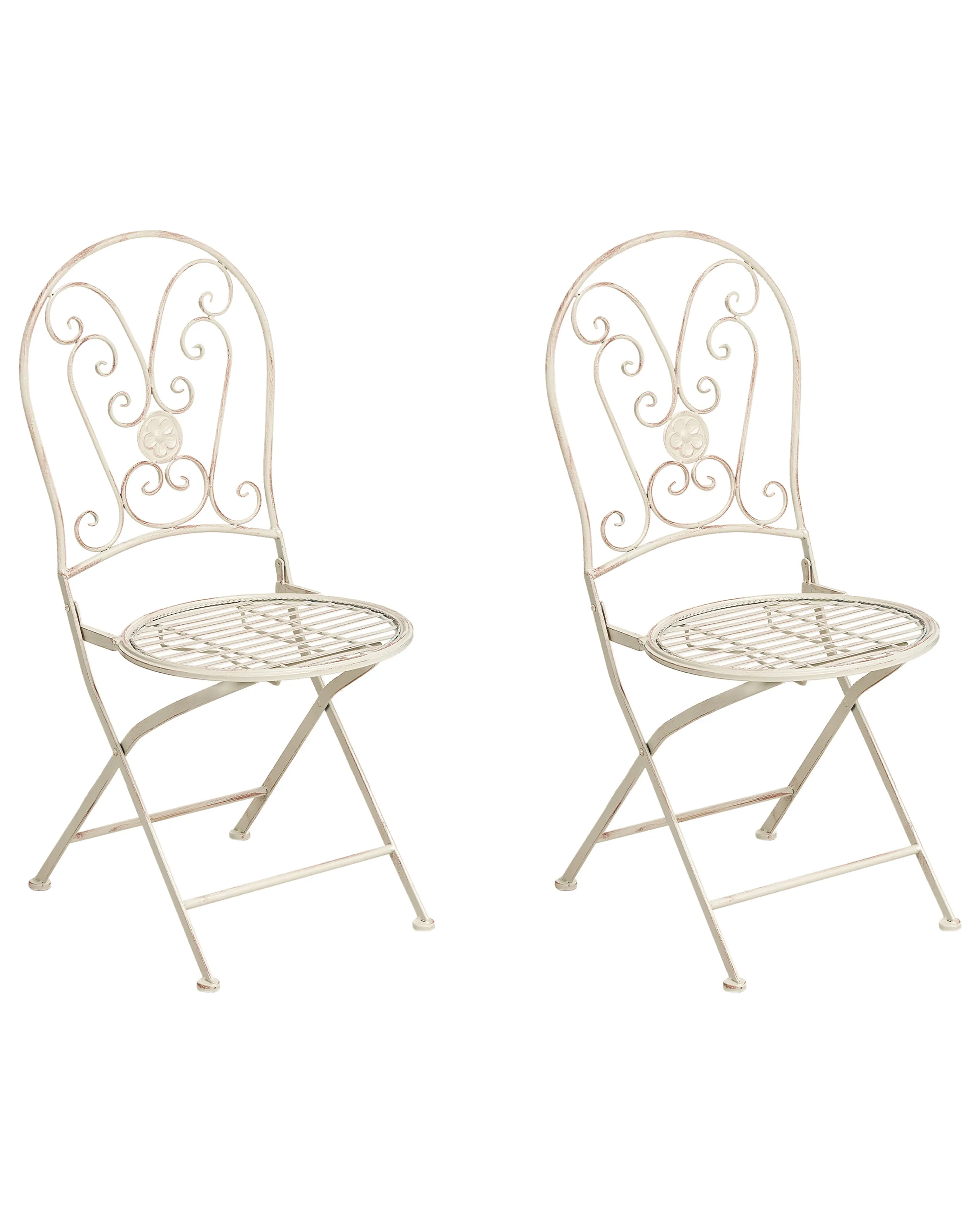 Conjunto de 2 sillas de jardín COGGIA plegable Metal Beige claro