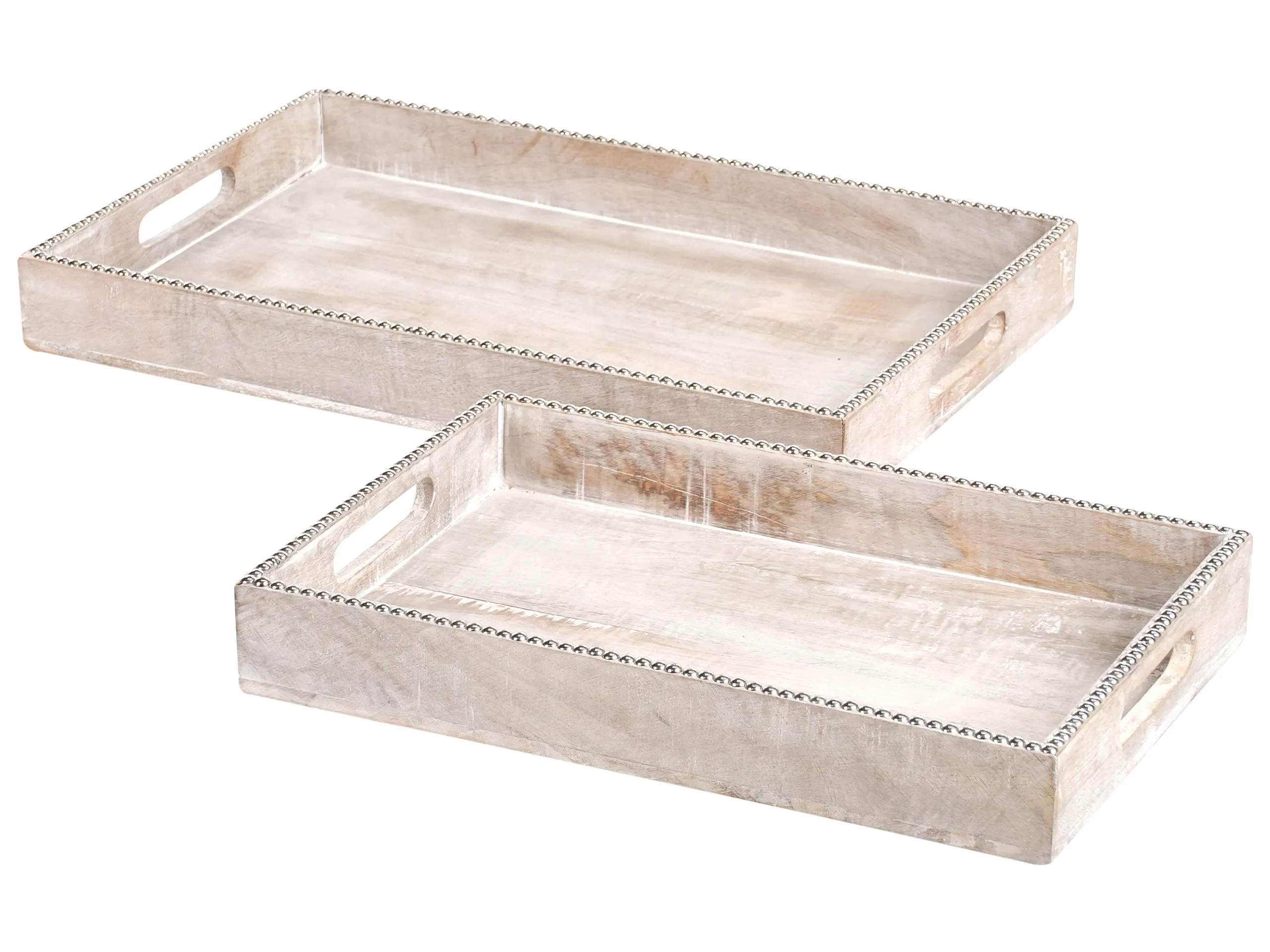 Conjunto de 2 bandejas de servir QUENA Madera de mango Marrón claro