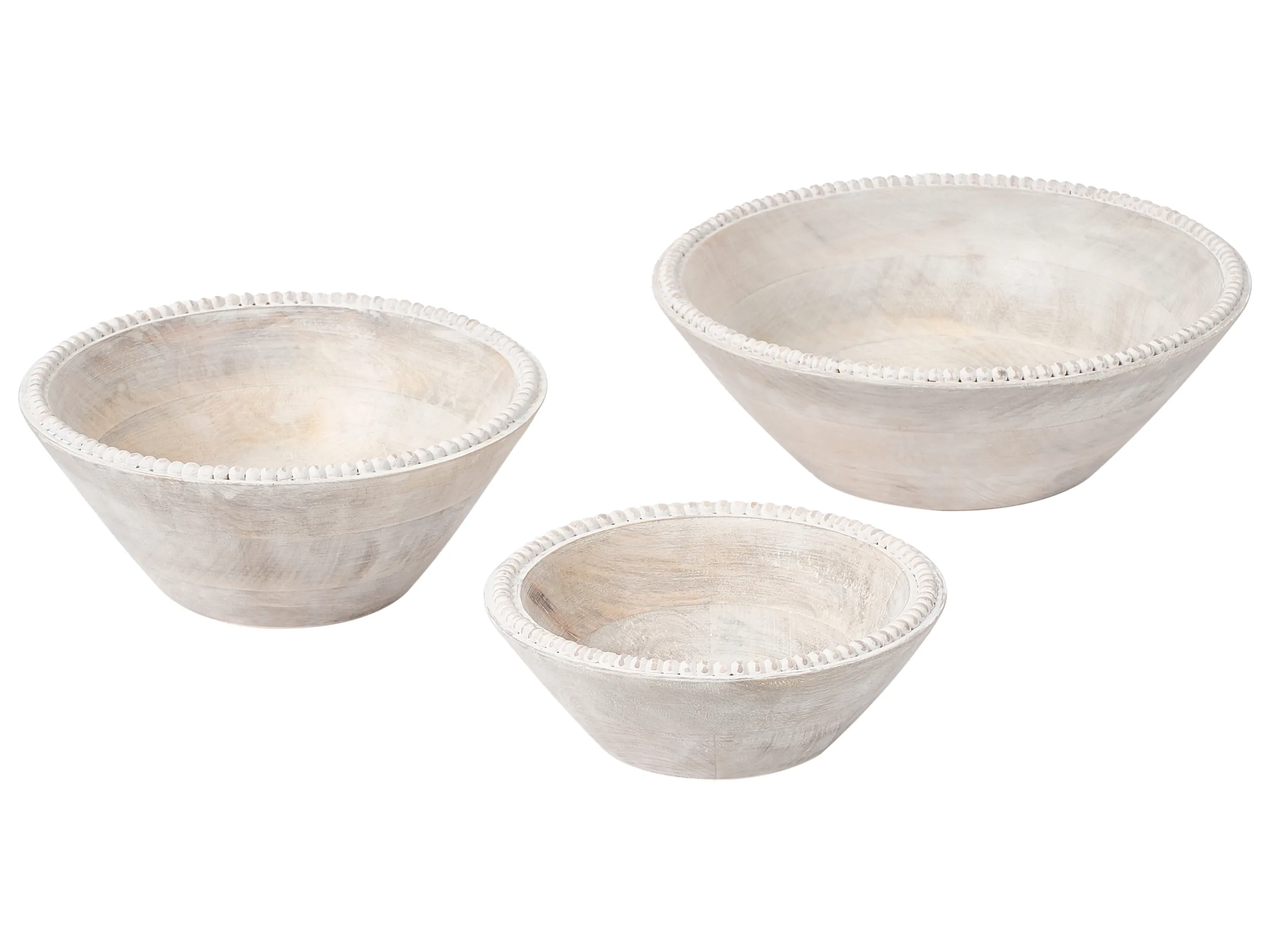 Conjunto de 3 cuencos decorativos TANTA Madera de mango Marrón claro