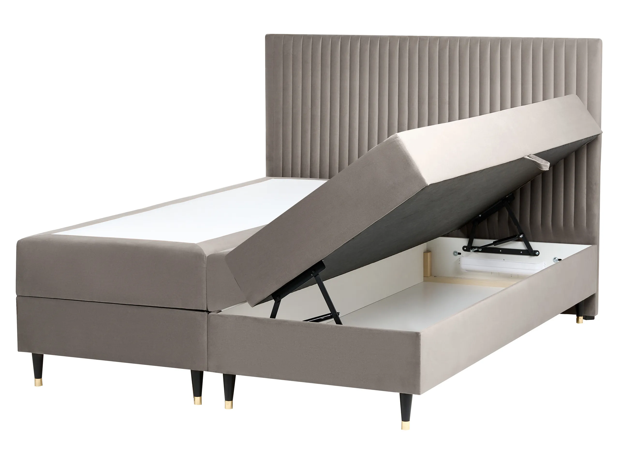 Cama continental con almacenaje Terciopelo DAME 160 x 200 cm Gris pardo