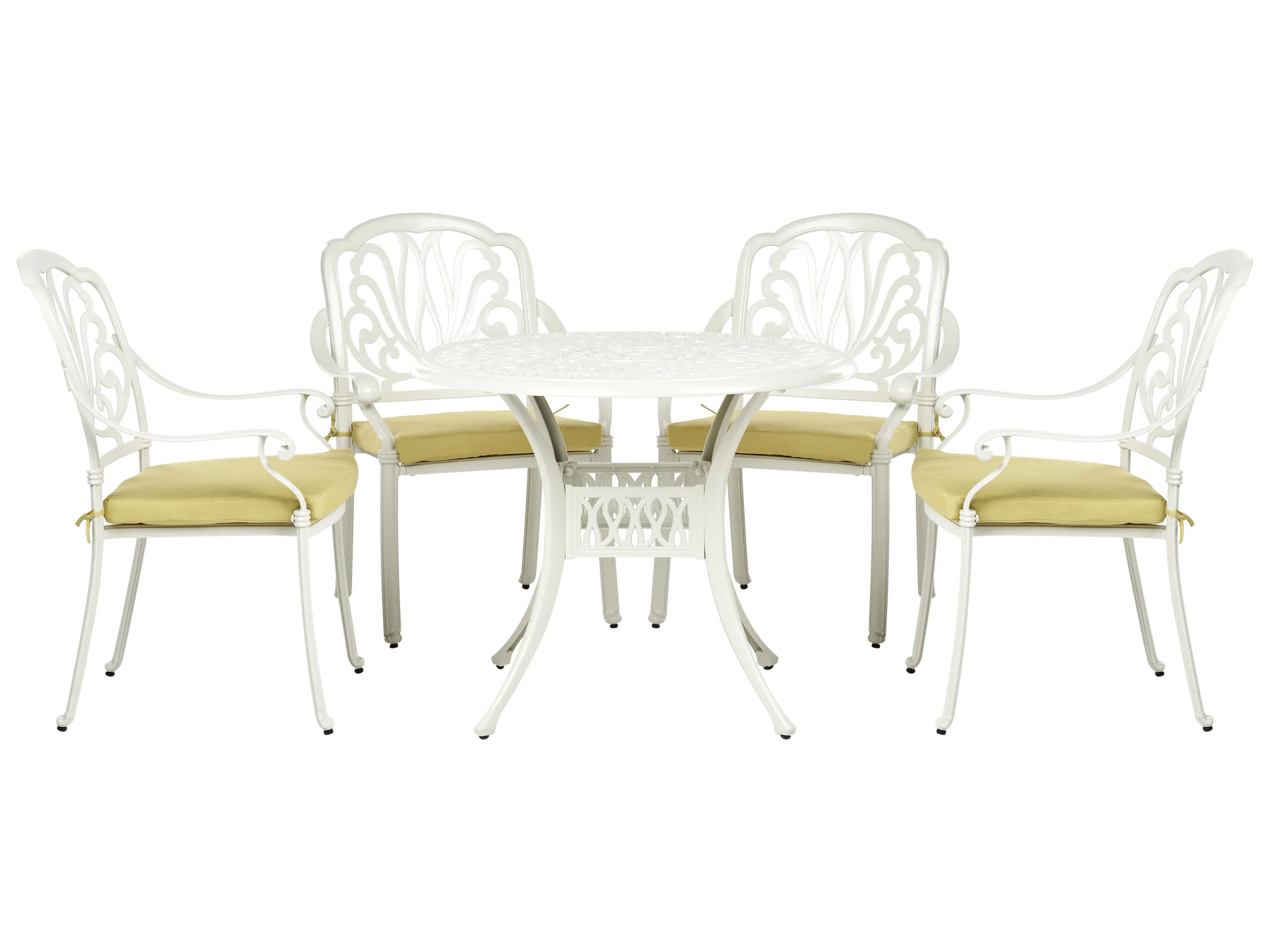 Garden Dining Set 4 Seater ANCONA with Cushions Metal Off-White