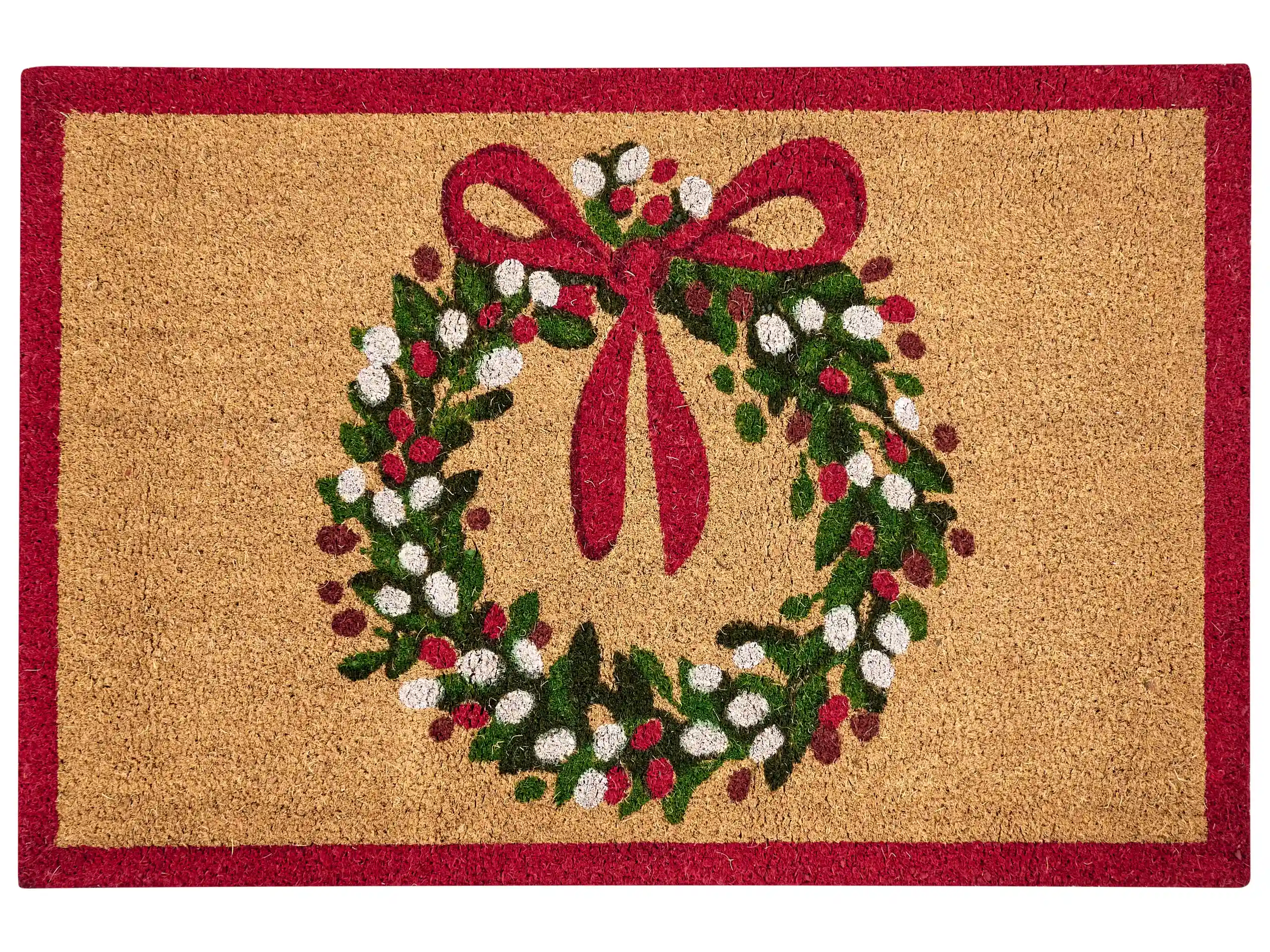 Doormat BULUSAN Natural 60 x 90 cm Christmas Motif Coir