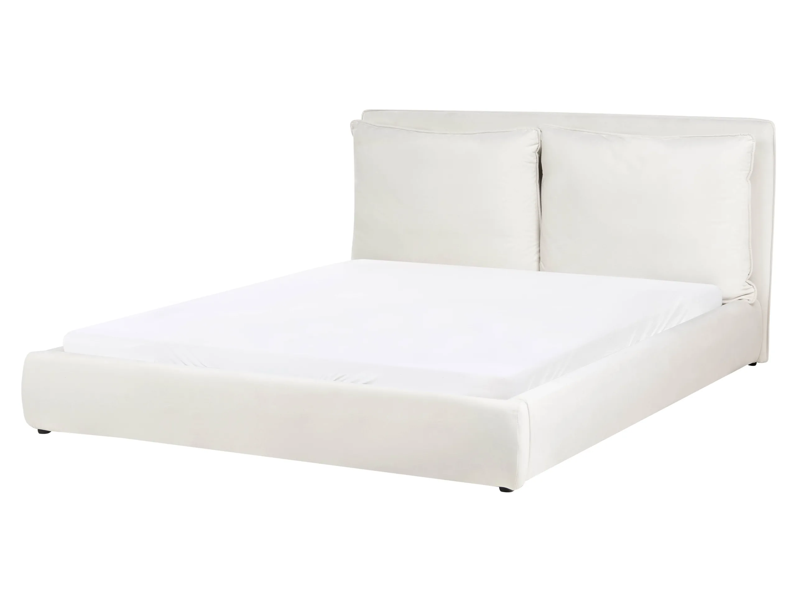 Cama Terciopelo BAJONNA 160 x 200 cm Blanco crema