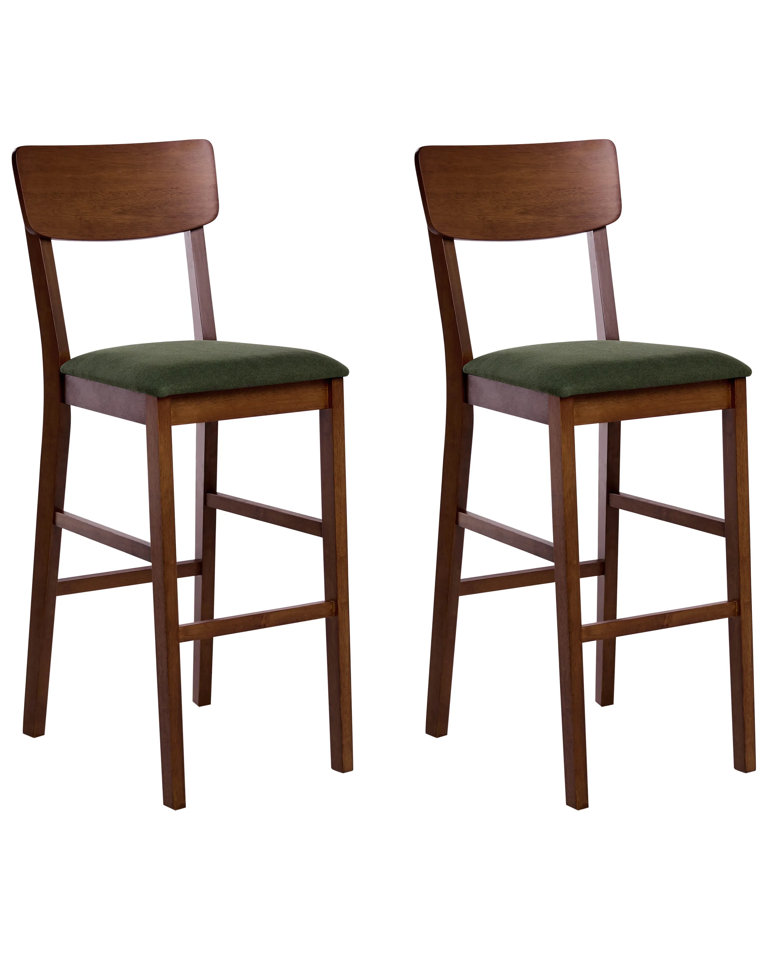Conjunto de 2 sillas de bar AMBLER Madera Marrón oscuro/Verde