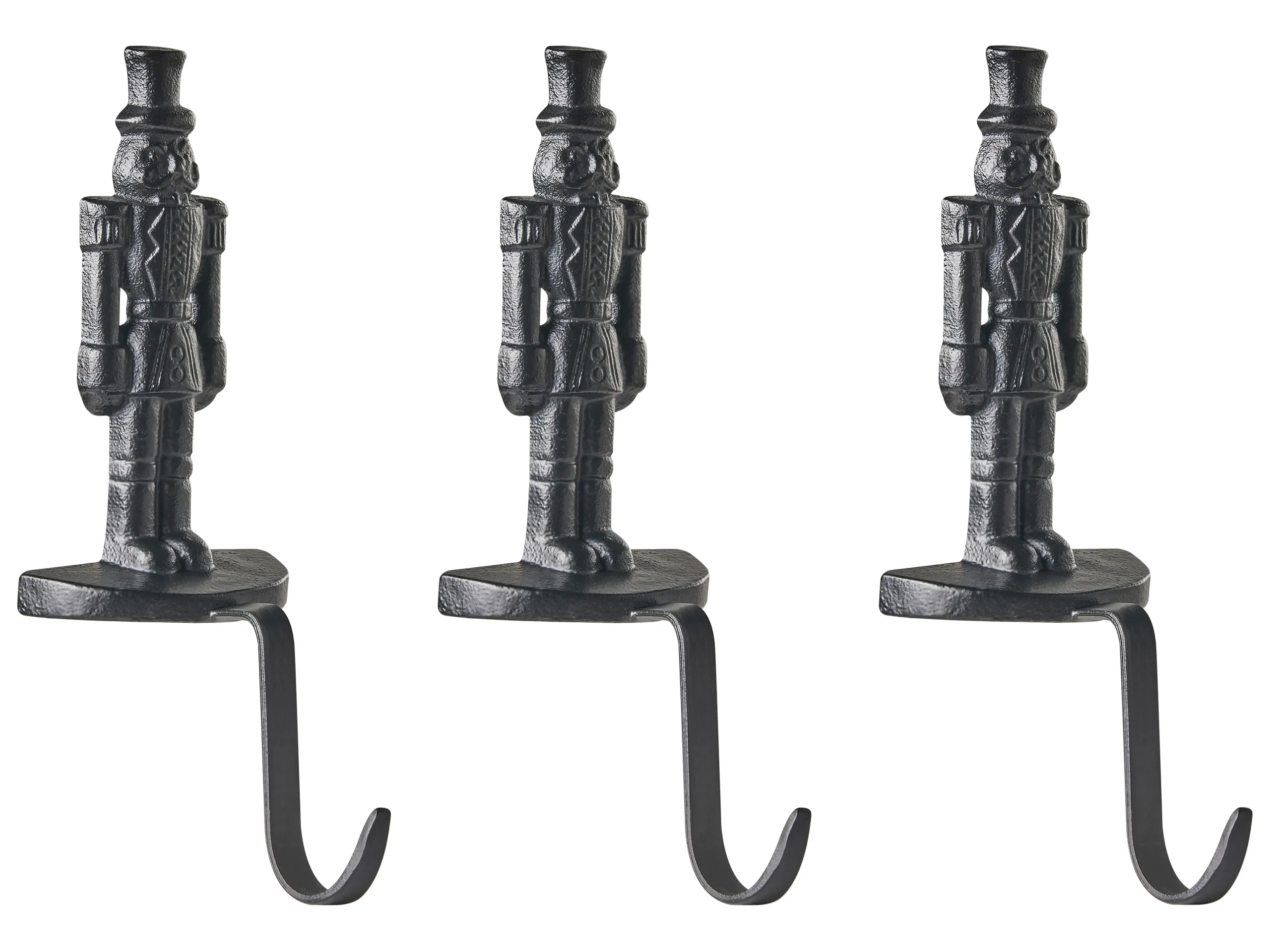 Conjunto de 3 soportes para calcetines navideños KAJAANI Cascanueces 21 cm Negro