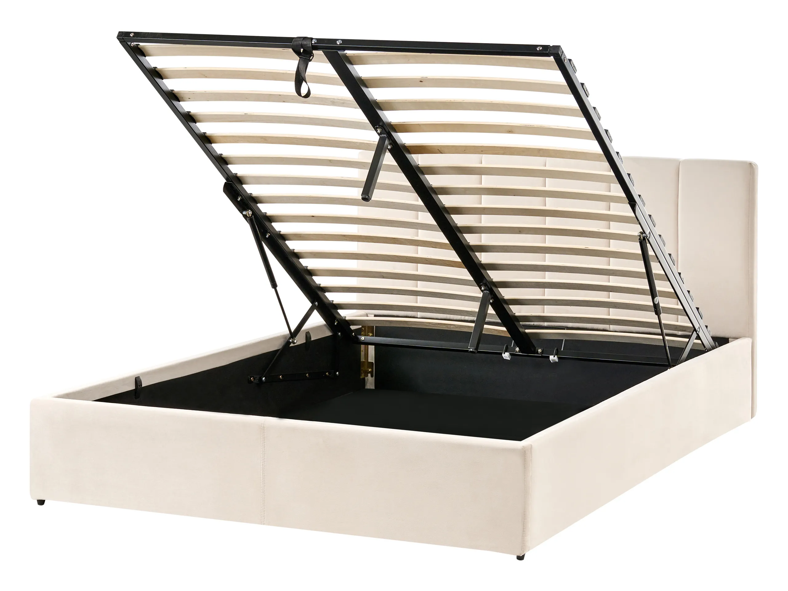 Cama con almacenaje Terciopelo DREUX 140 x 200 cm Beige claro