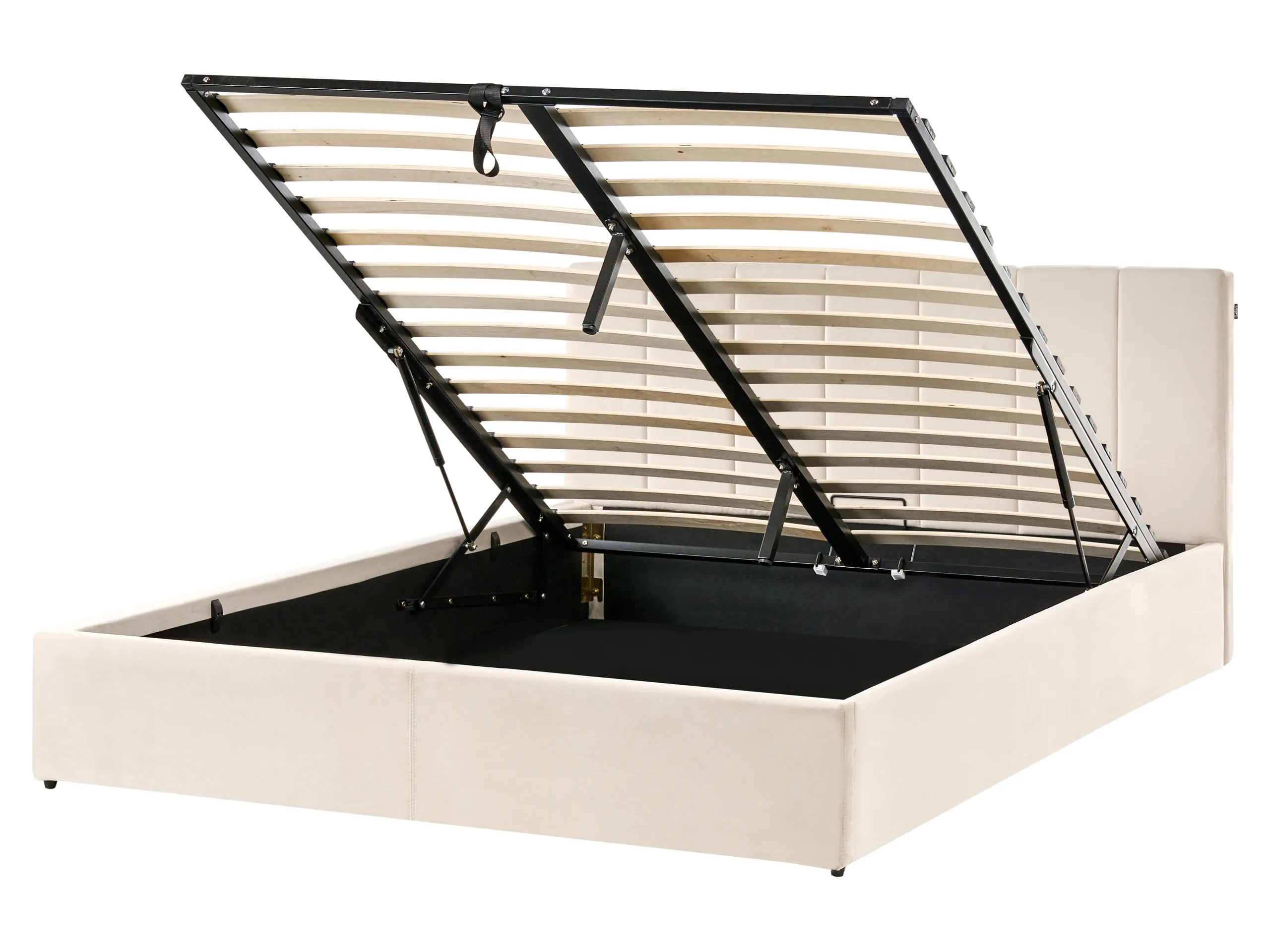 Cama con almacenaje Terciopelo DREUX 160 x 200 cm Beige claro