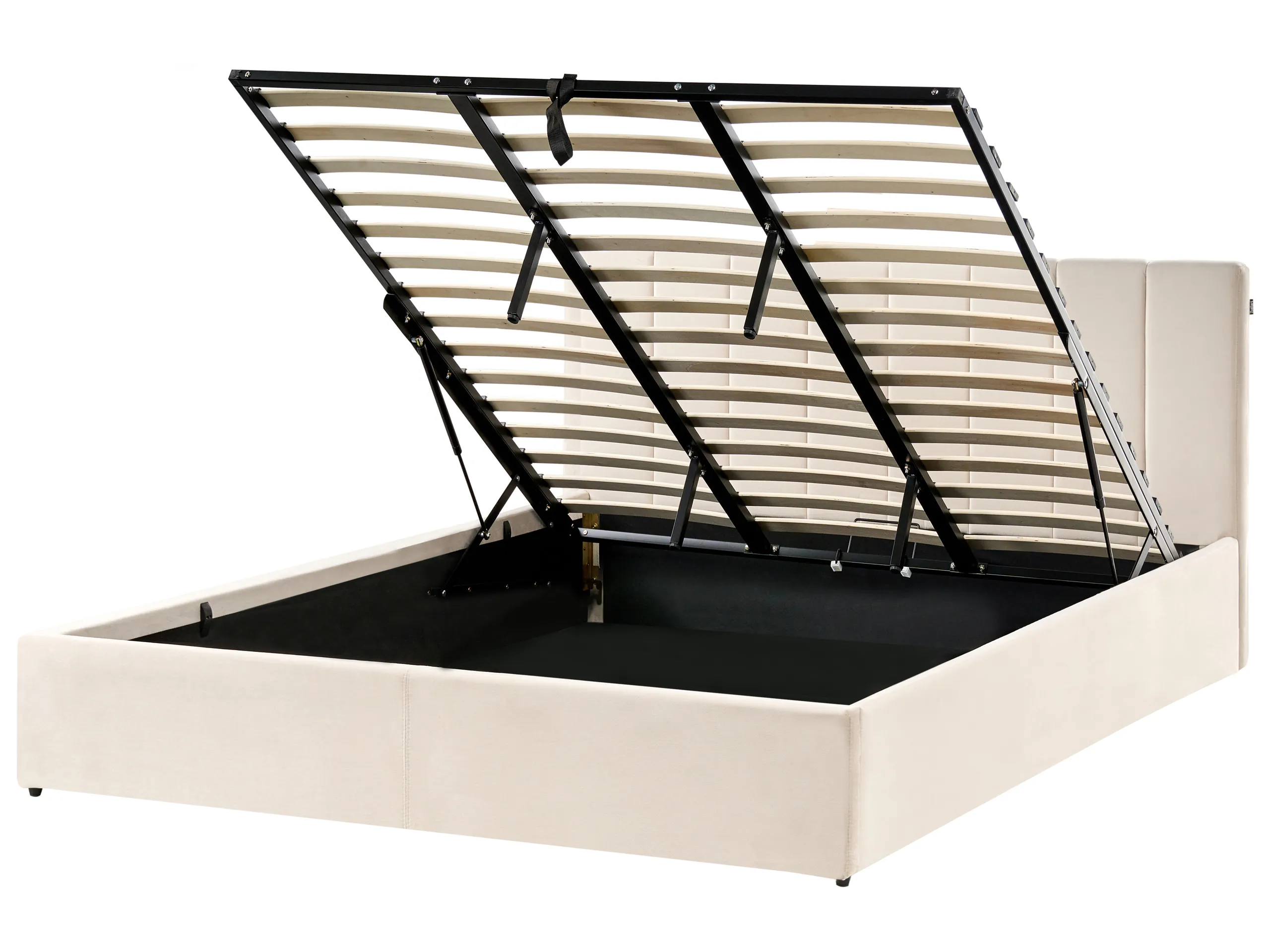 Cama con almacenaje Terciopelo DREUX 180 x 200 cm Beige claro