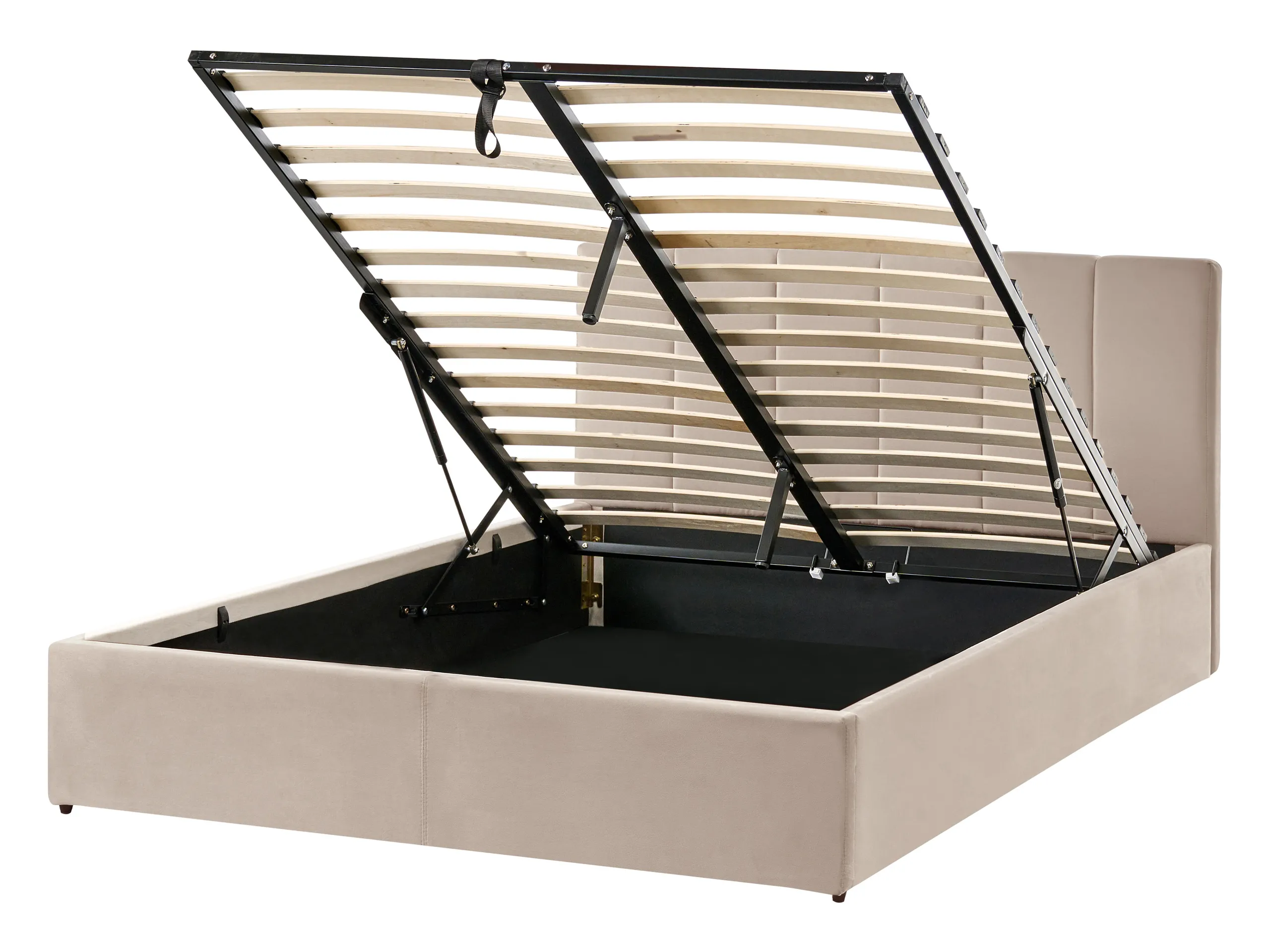 Cama con almacenaje Terciopelo DREUX 140 x 200 cm Gris pardo