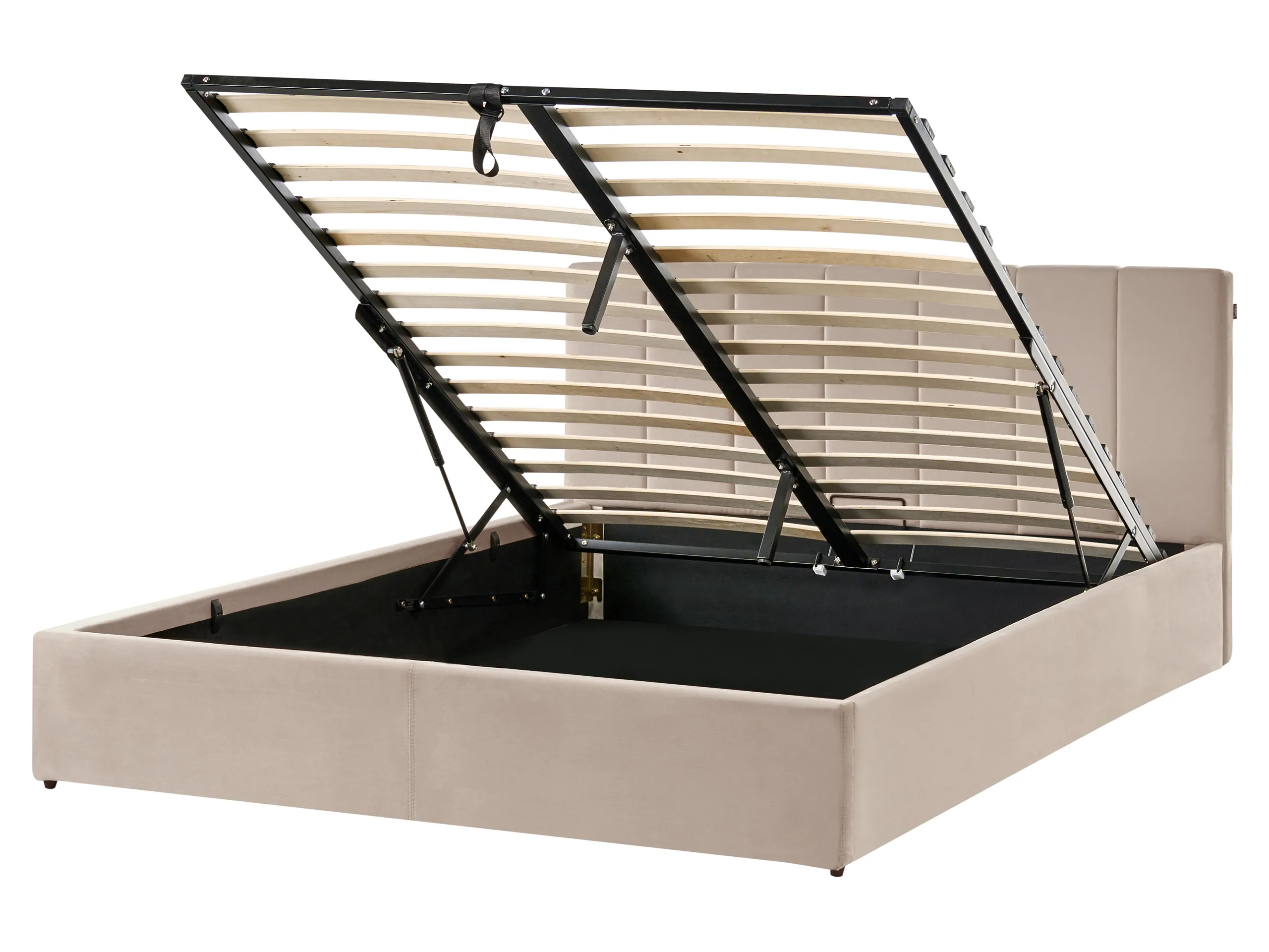 Cama con almacenaje Terciopelo DREUX 160 x 200 cm Gris pardo