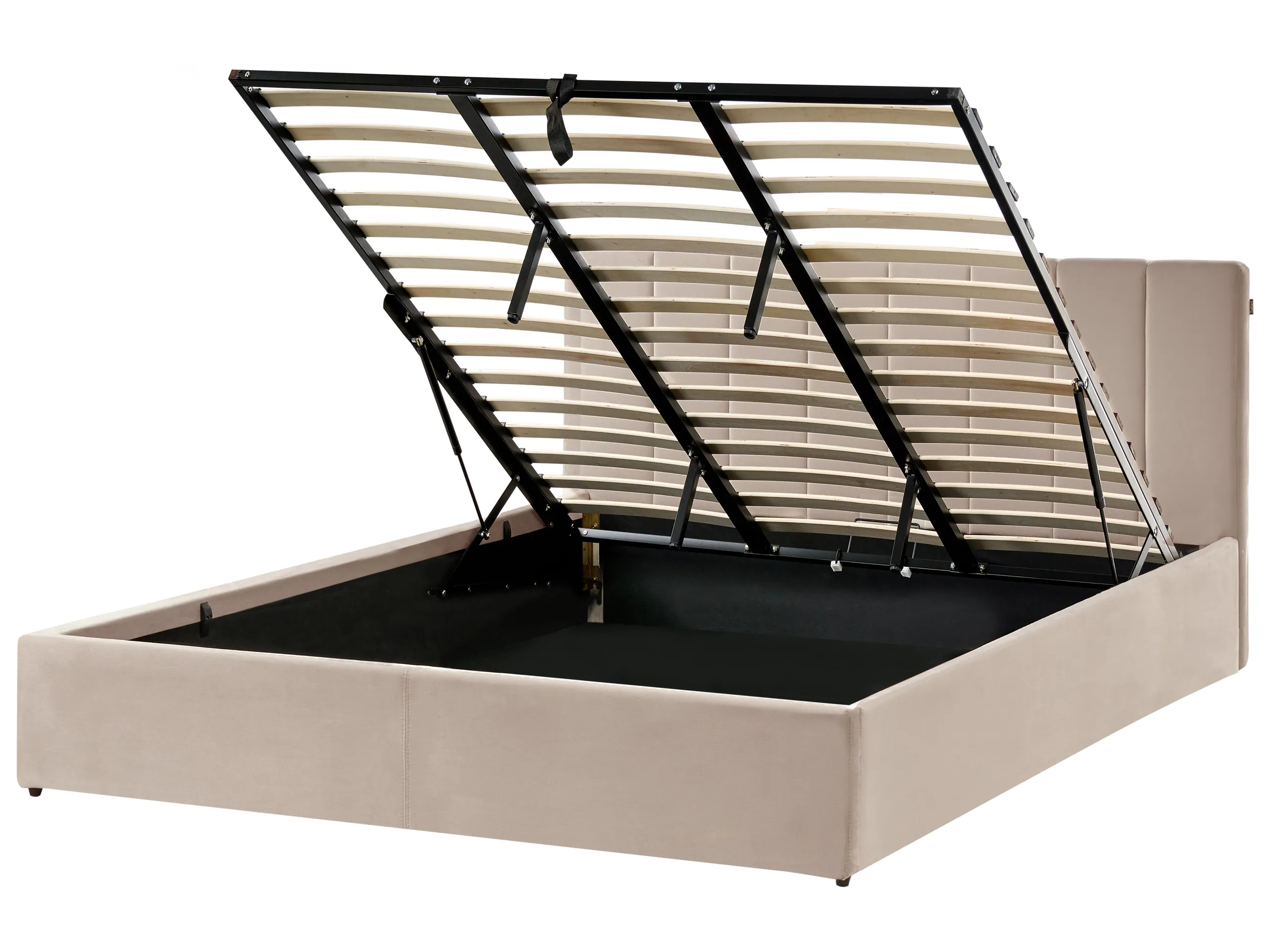 Cama con almacenaje Terciopelo DREUX 180 x 200 cm Gris pardo